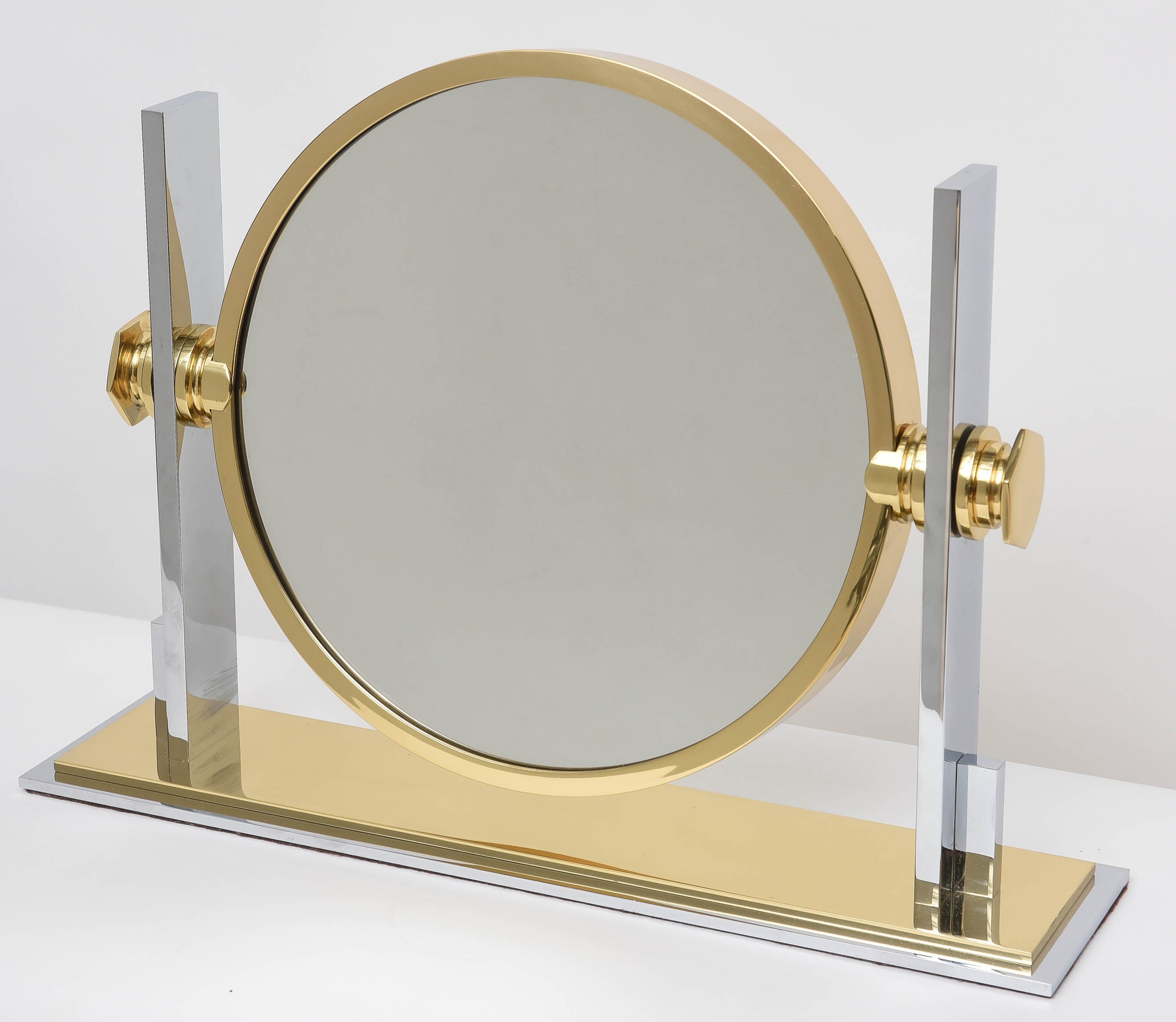 Karl Springer Chrome and Brass Vanity Mirror