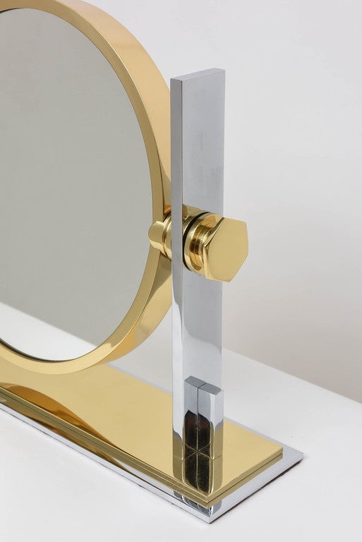 Mid-Century Modern Karl Springer Chrome and Brass Vanity Mirror