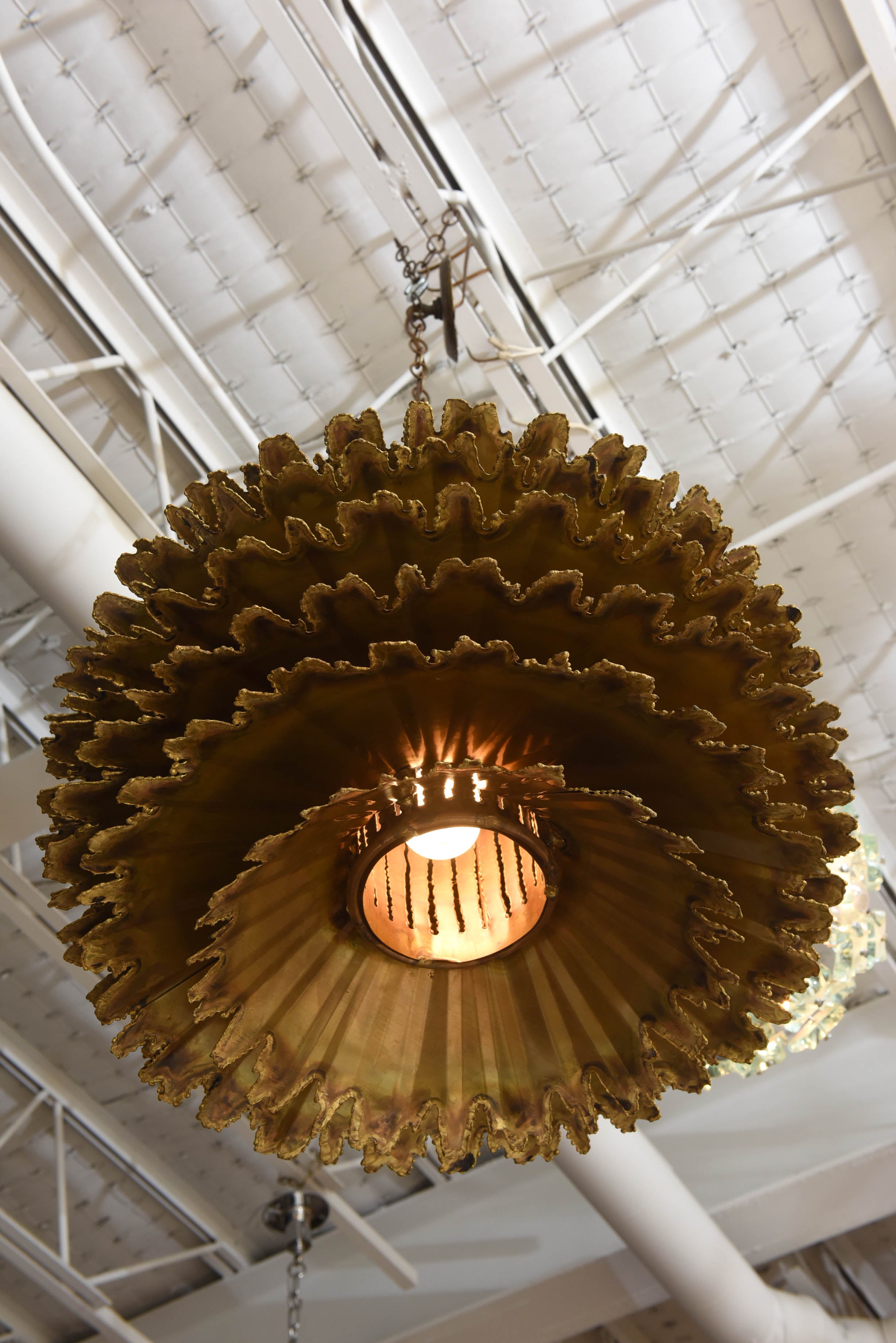 Hand-Crafted Large Brutalist Orb Chandelier by T.A. Greene for Feldman Lighting