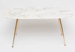 Diminutive 1950s Italian Brass and Marble Coffee Table