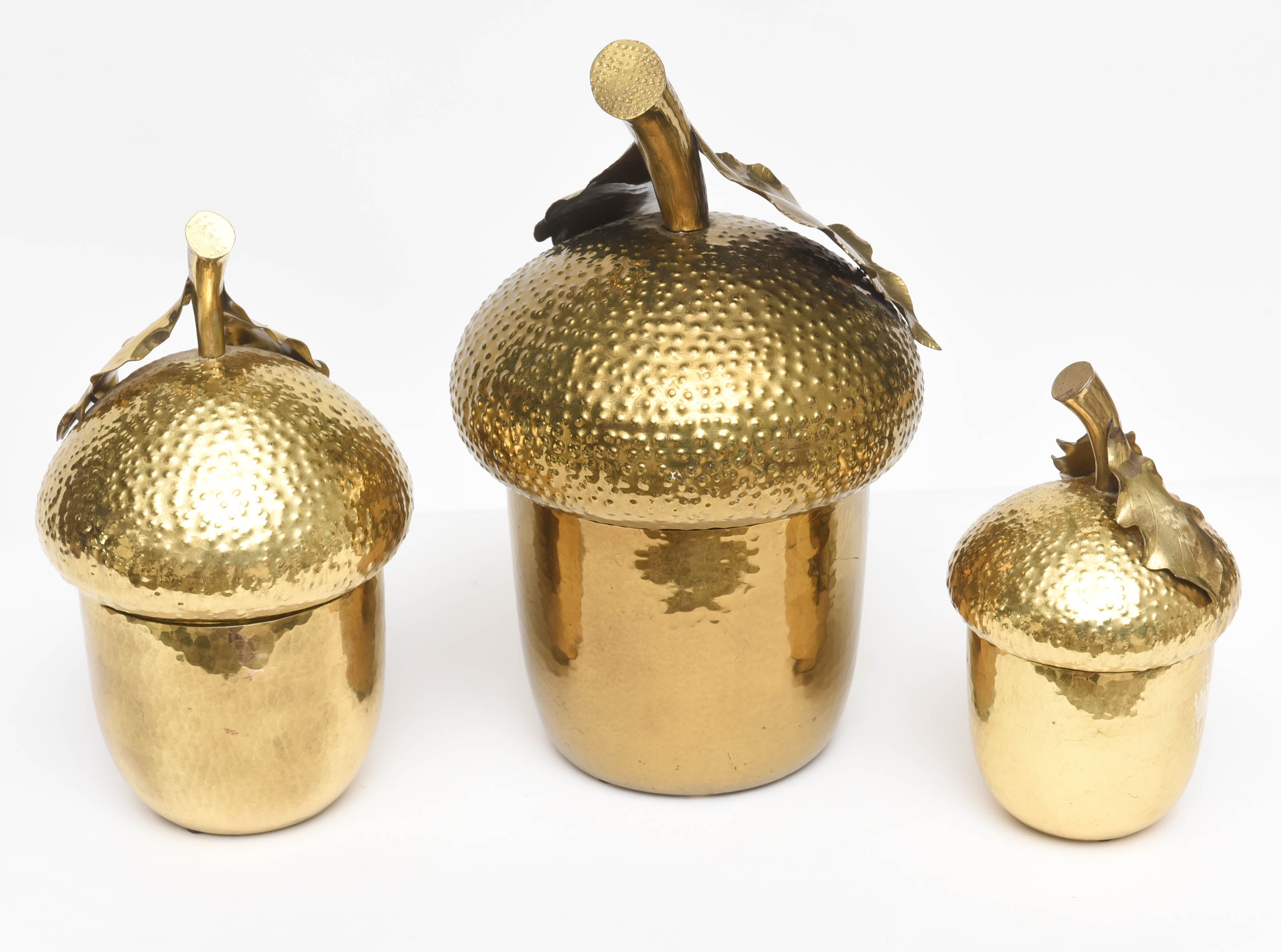 Hand-Wrought Italian Brass Canister Serving Set In Excellent Condition In North Miami, FL