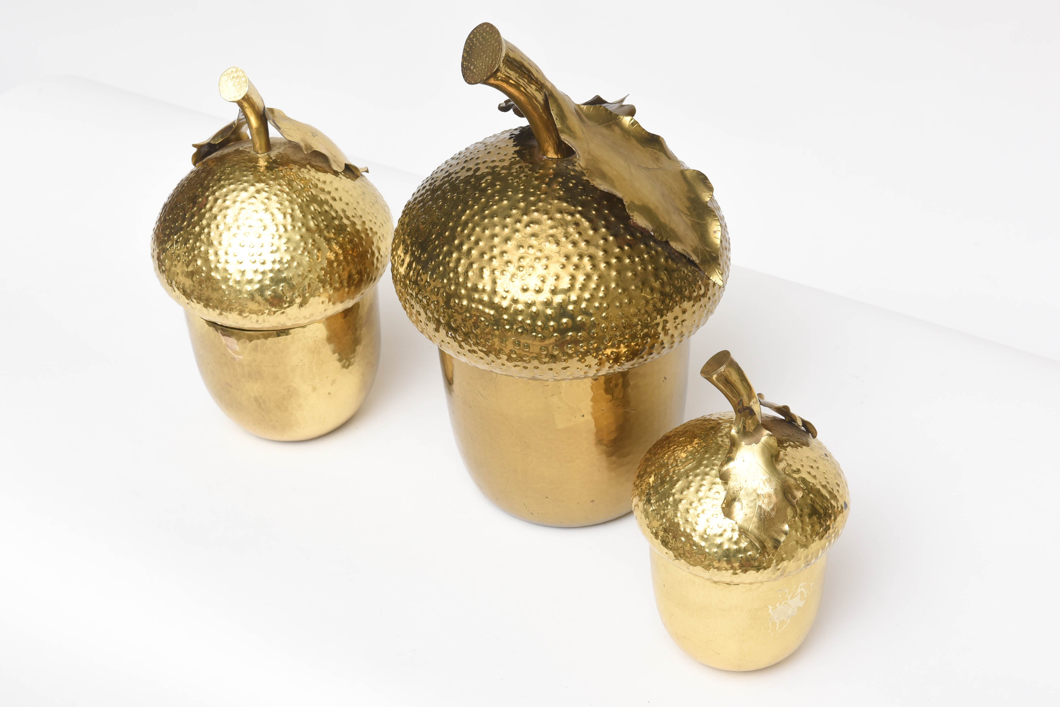 Late 20th Century Hand-Wrought Italian Brass Canister Serving Set