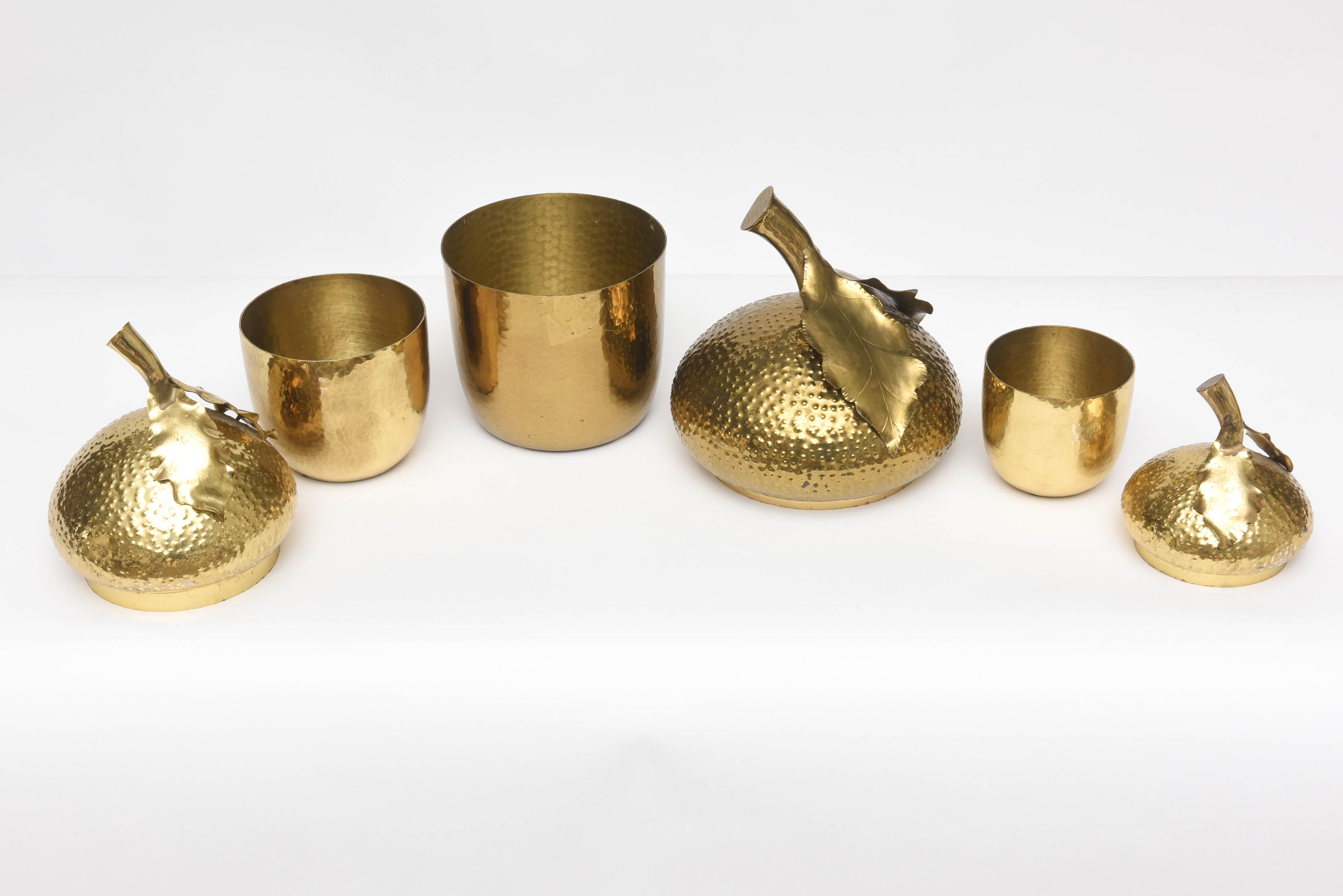 Hand-Wrought Italian Brass Canister Serving Set 1