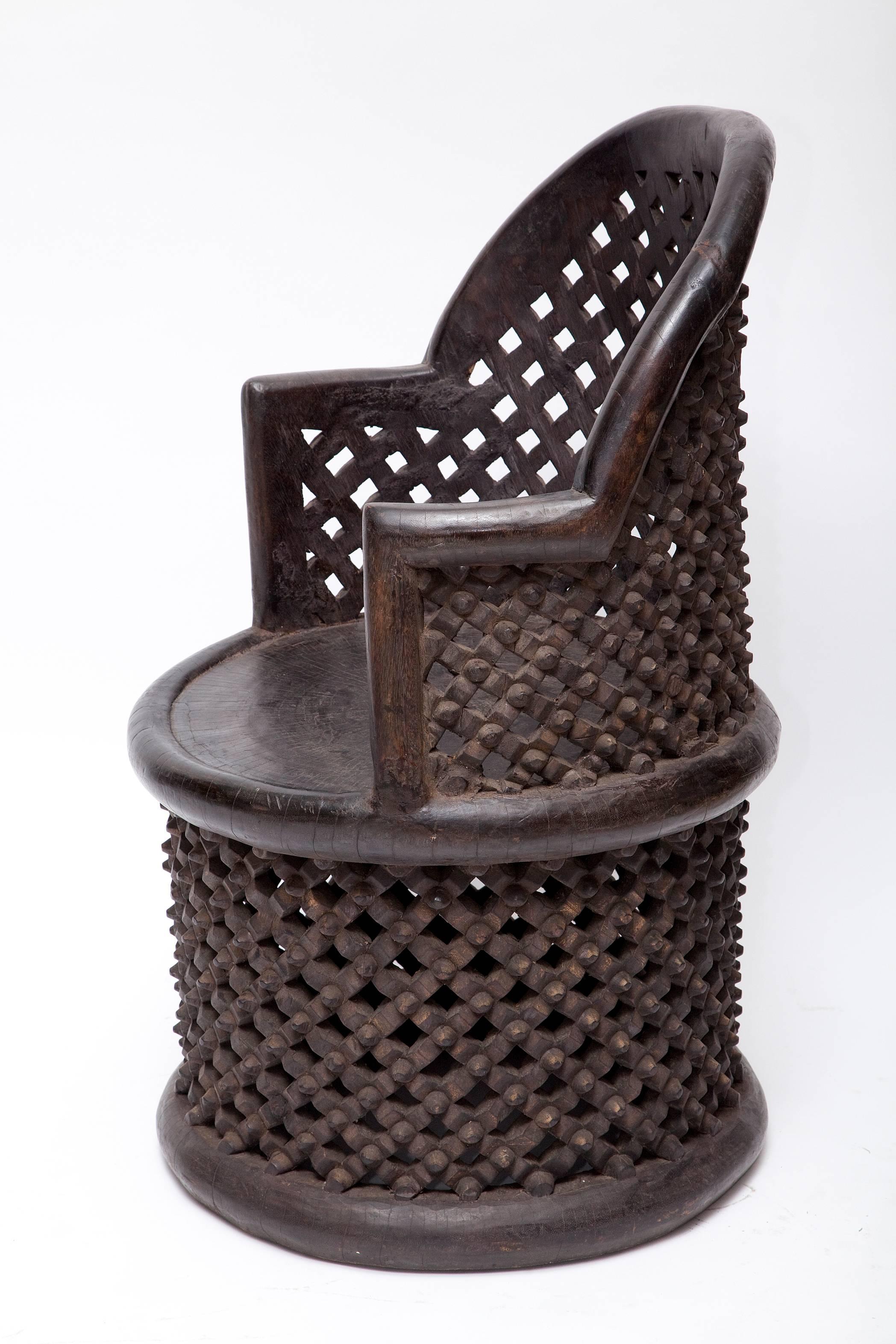 Hand-Carved Bamileke Hand Carved Wood Tribal Chair - One Left!