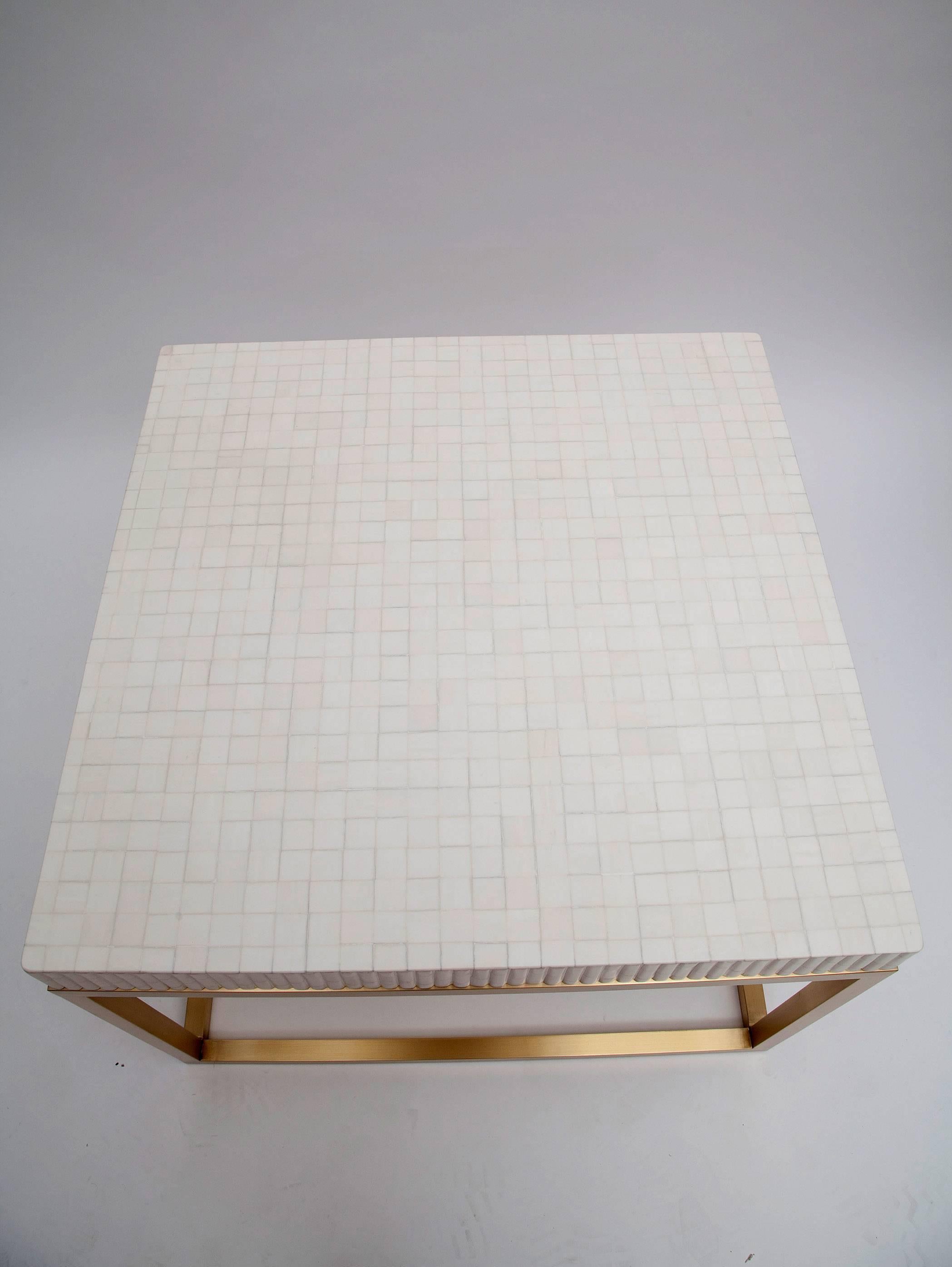 Brushed Brass and Bone Tiled Coffee Table