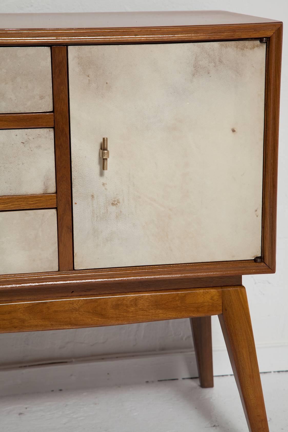 French Teak and Parchment Nightstands, circa 1950 4