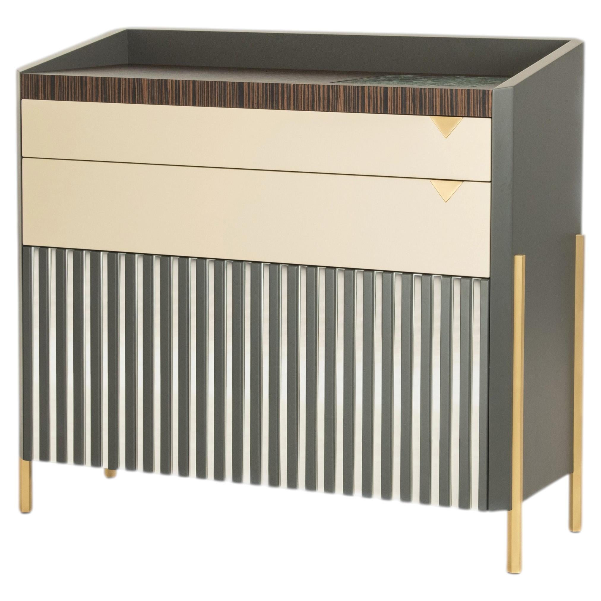 Lebanto Bar Cabinet — Final Example, Discontinued Edition, Verde Alpi Marble & S For Sale