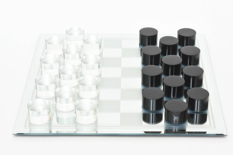 Vintage Mirrored Glass and Lucite Checkers Game at 1stDibs