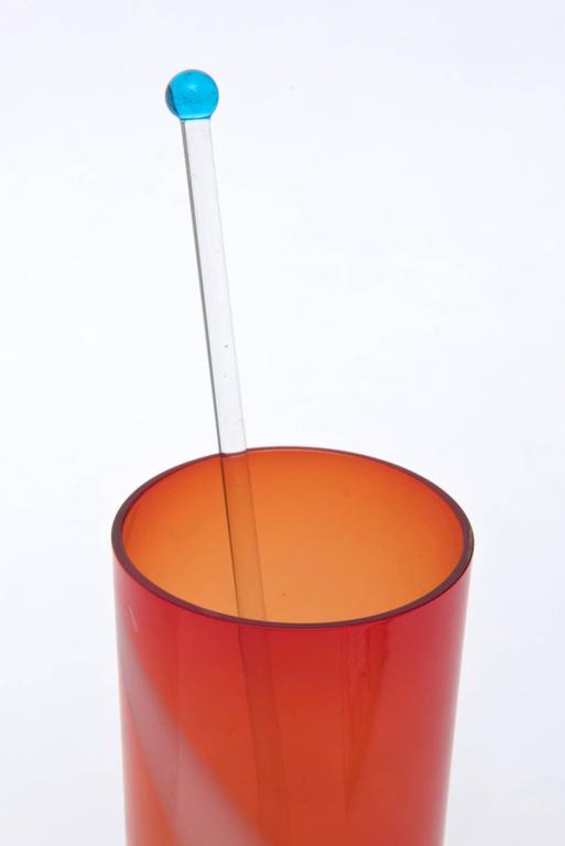 Six Vintage Italian Glass Murano Cocktail Glasses with Glass Swizzlers