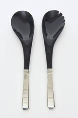 Paire de couverts à salade en corne et argent sterling /Pièces de service