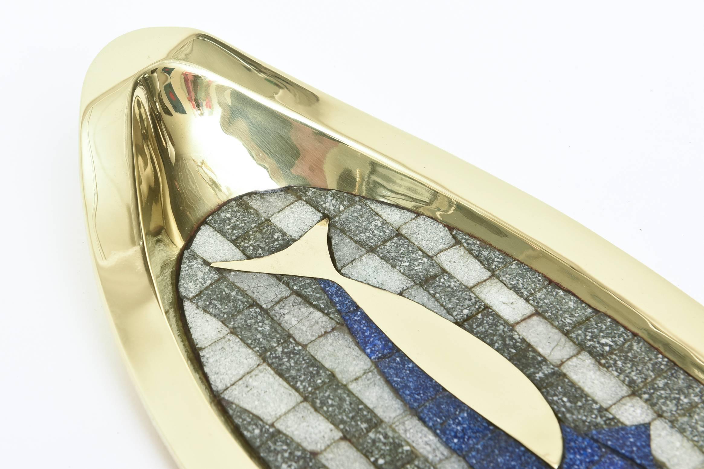 Salvador Teran Brass and Glass Mosaic Sculptural Bowl Mid-Century Modern 2