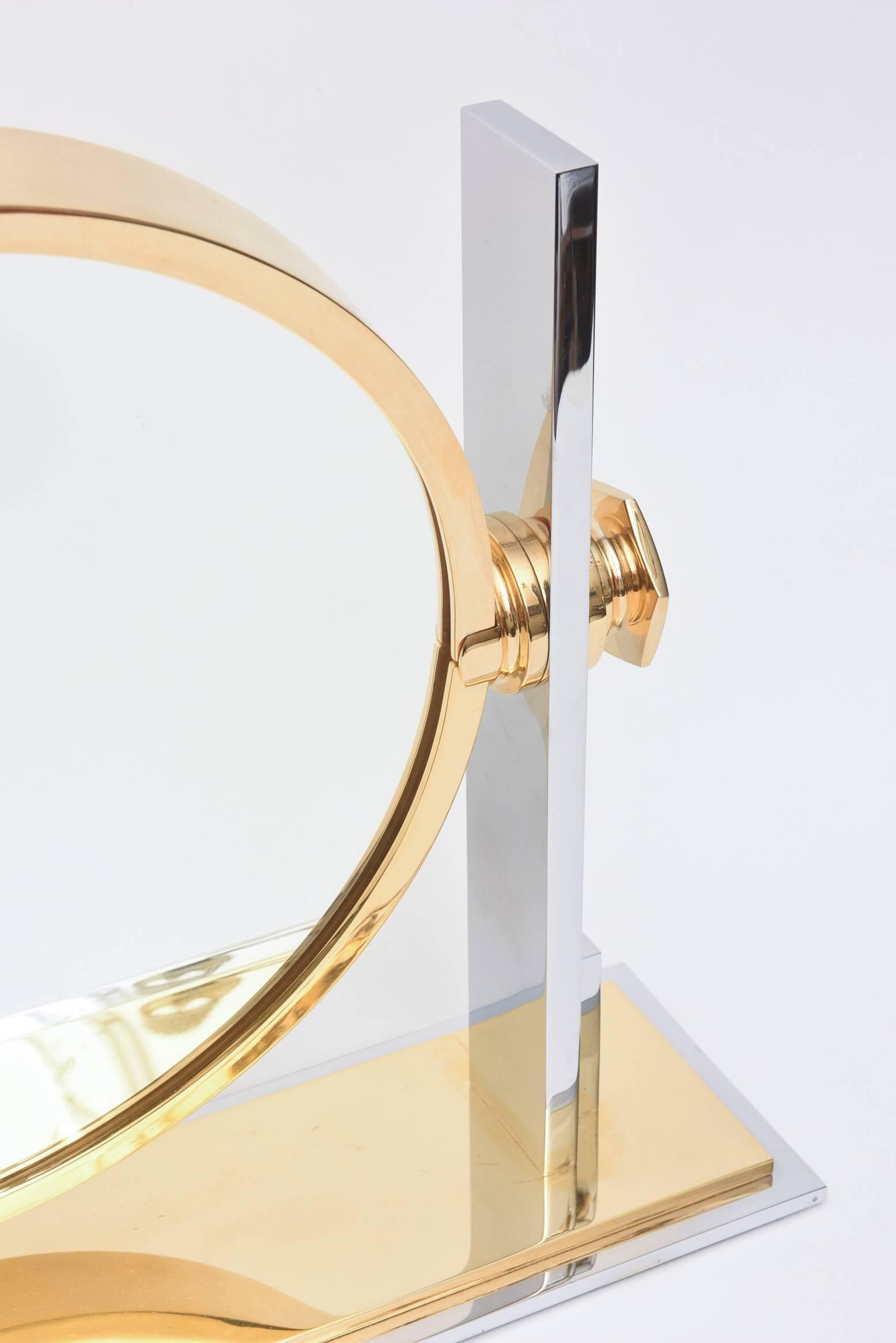 Karl Springer Modernist Sculptural Mixed Metals Vanity Mirror 2