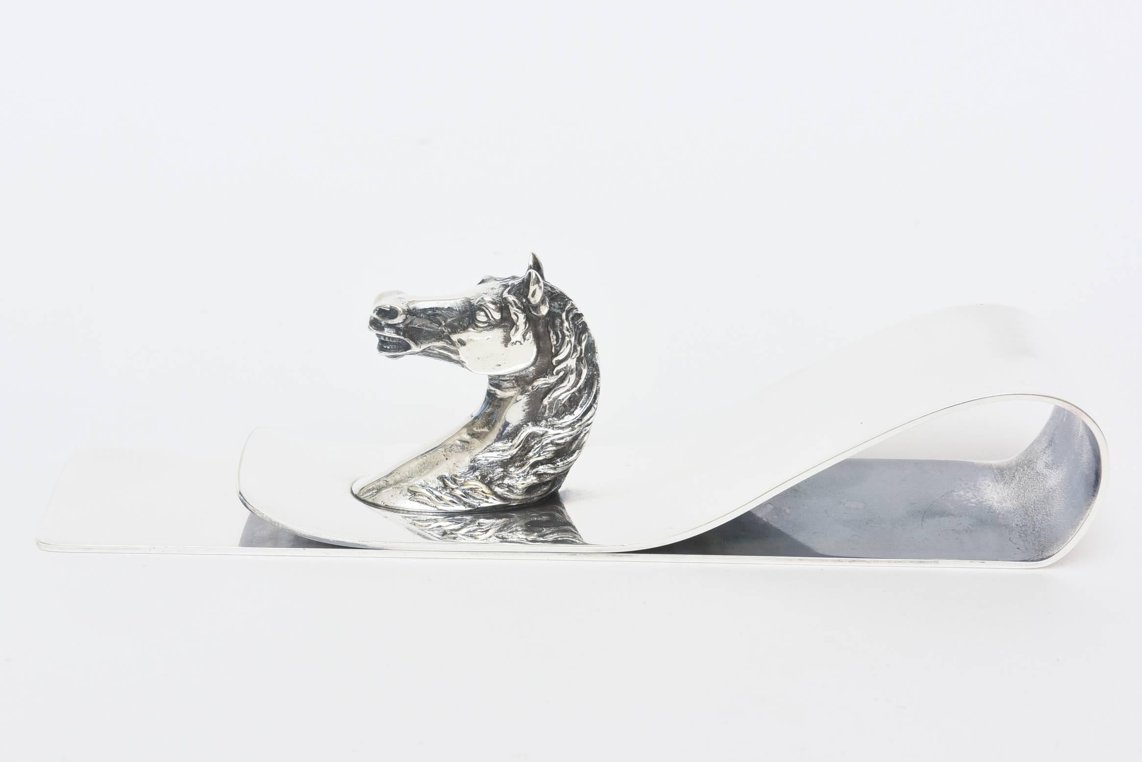 Hermès Vintage Silver Plate Equestrian Paper Holder or Desk Accessory (Ende des 20. Jahrhunderts) im Angebot
