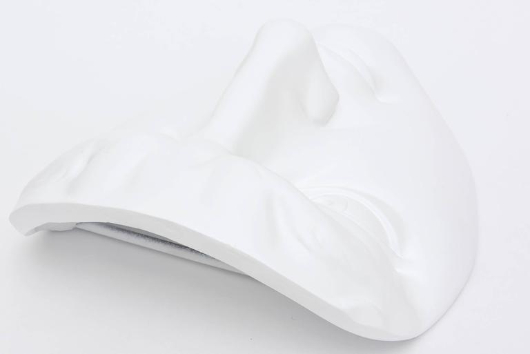 White Resin and Plaster Face Wall Sculpture, 60's For Sale at 1stDibs