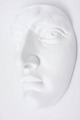 Vintage White Plaster of Paris and Resin Face Wall Sculpture