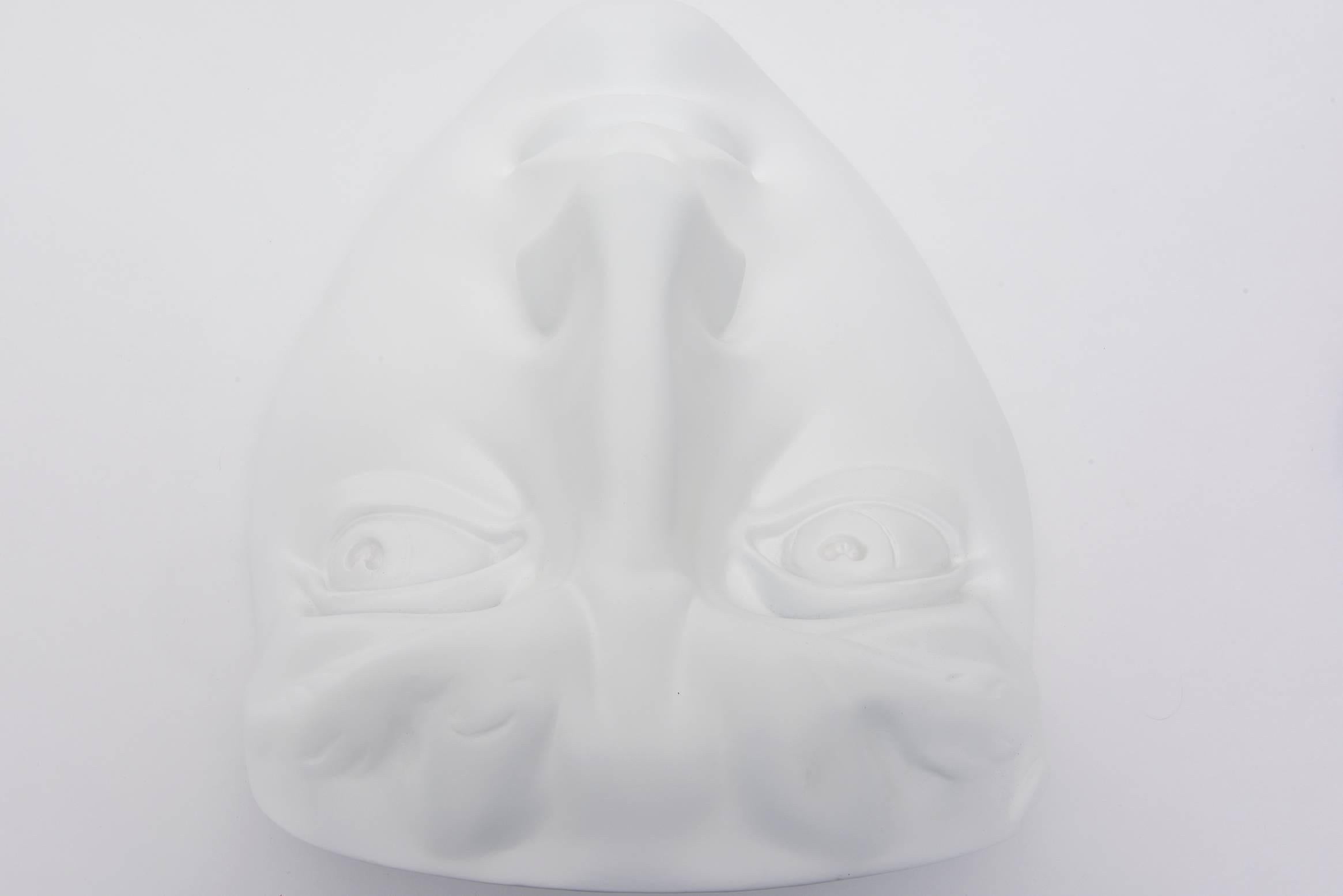 Mid-20th Century White Resin and Plaster Face Wall Sculpture, 60's For Sale