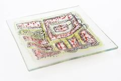 Higgins Mid-Century Fused Glass Abstract Sculptural Plate/ Low Bowl