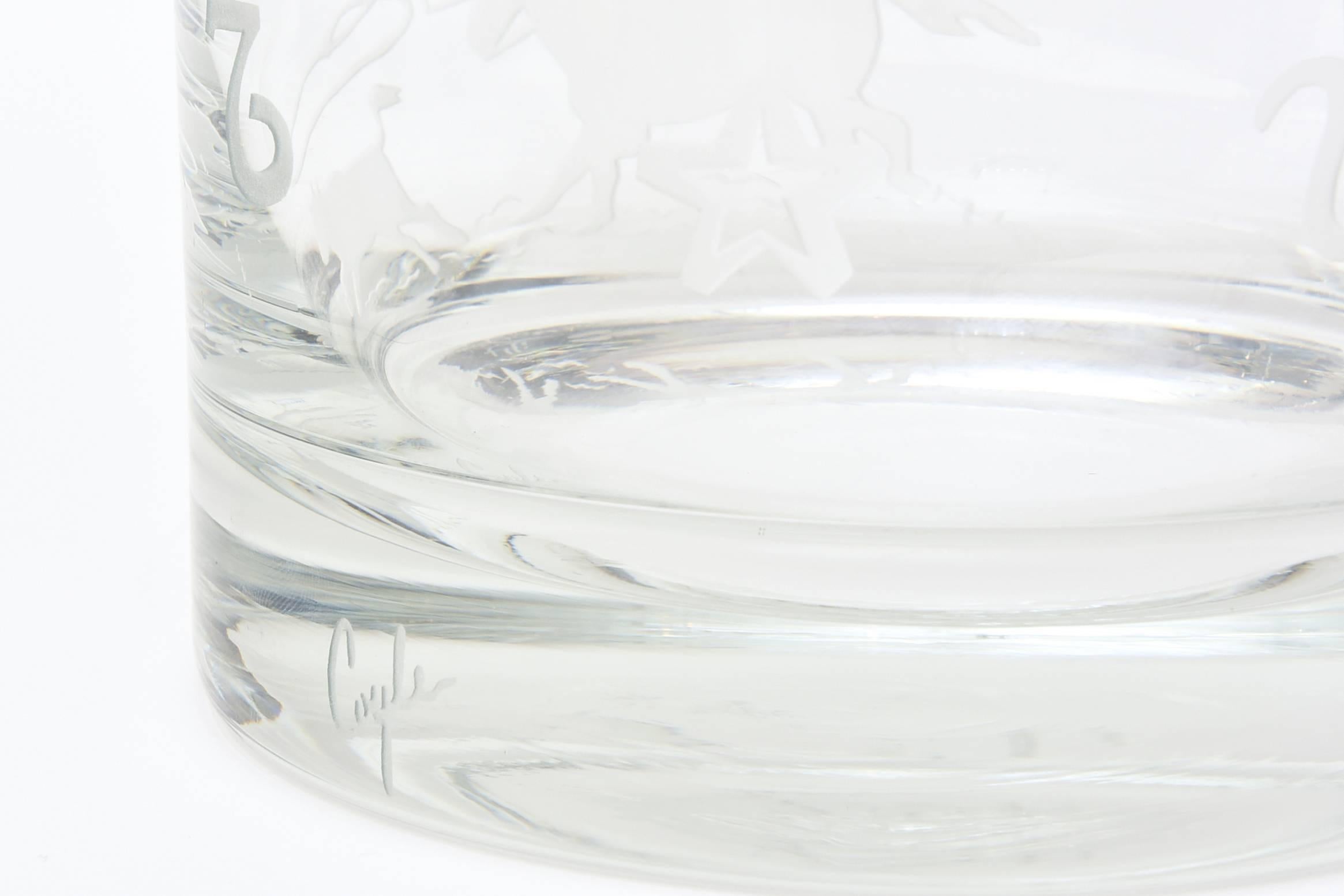 Late 20th Century Signed Perry Coyle for Steuben Etched Crystal Glass 