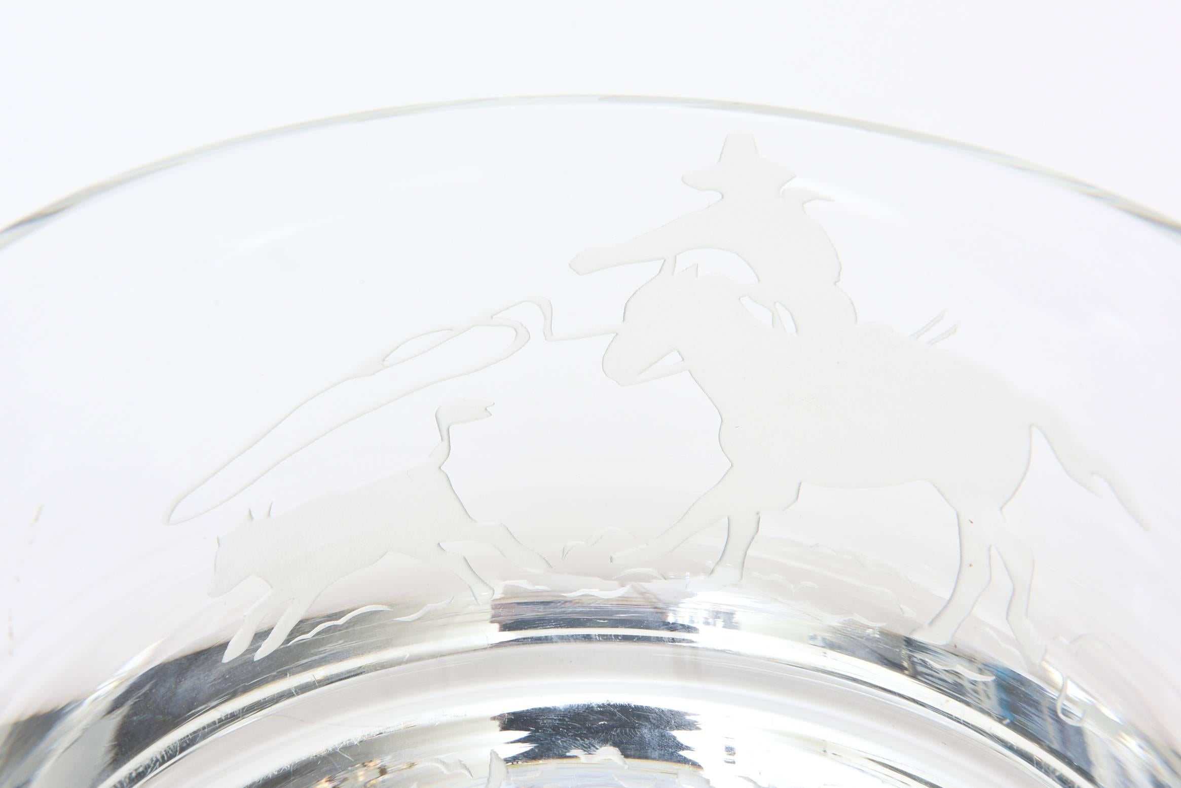 American Signed Perry Coyle for Steuben Etched Crystal Glass 