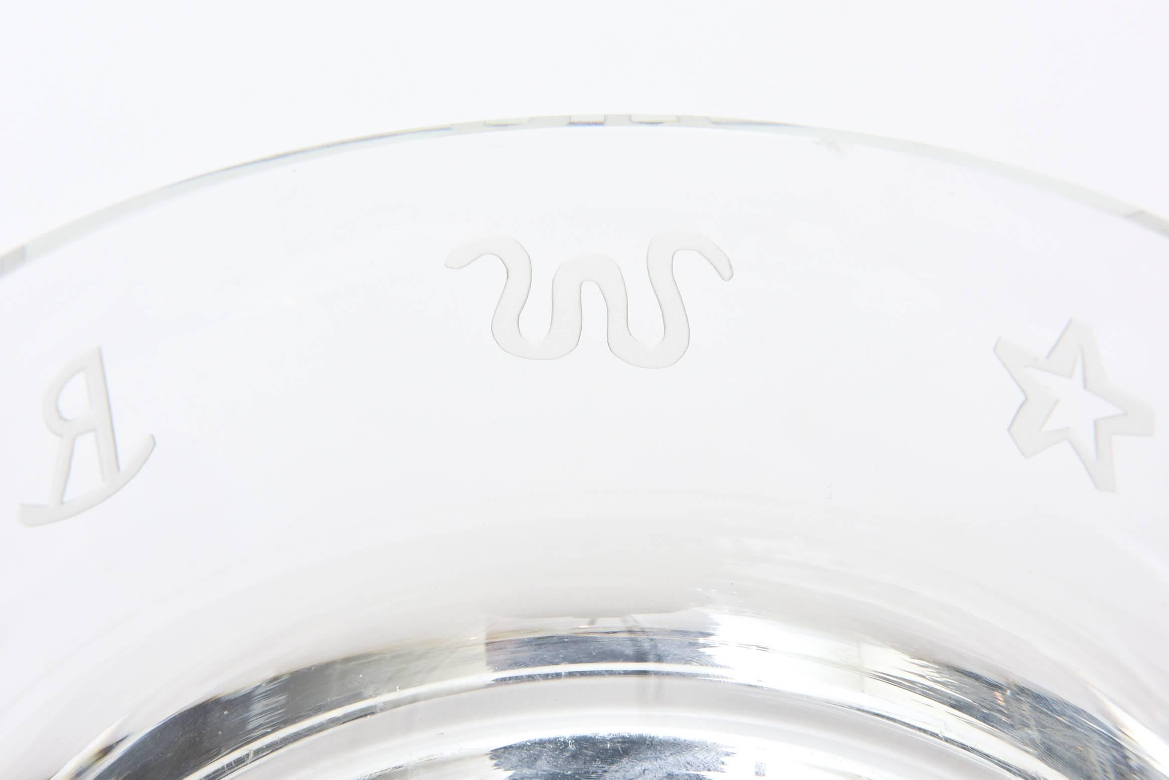 Signed Perry Coyle for Steuben Etched Crystal Glass 