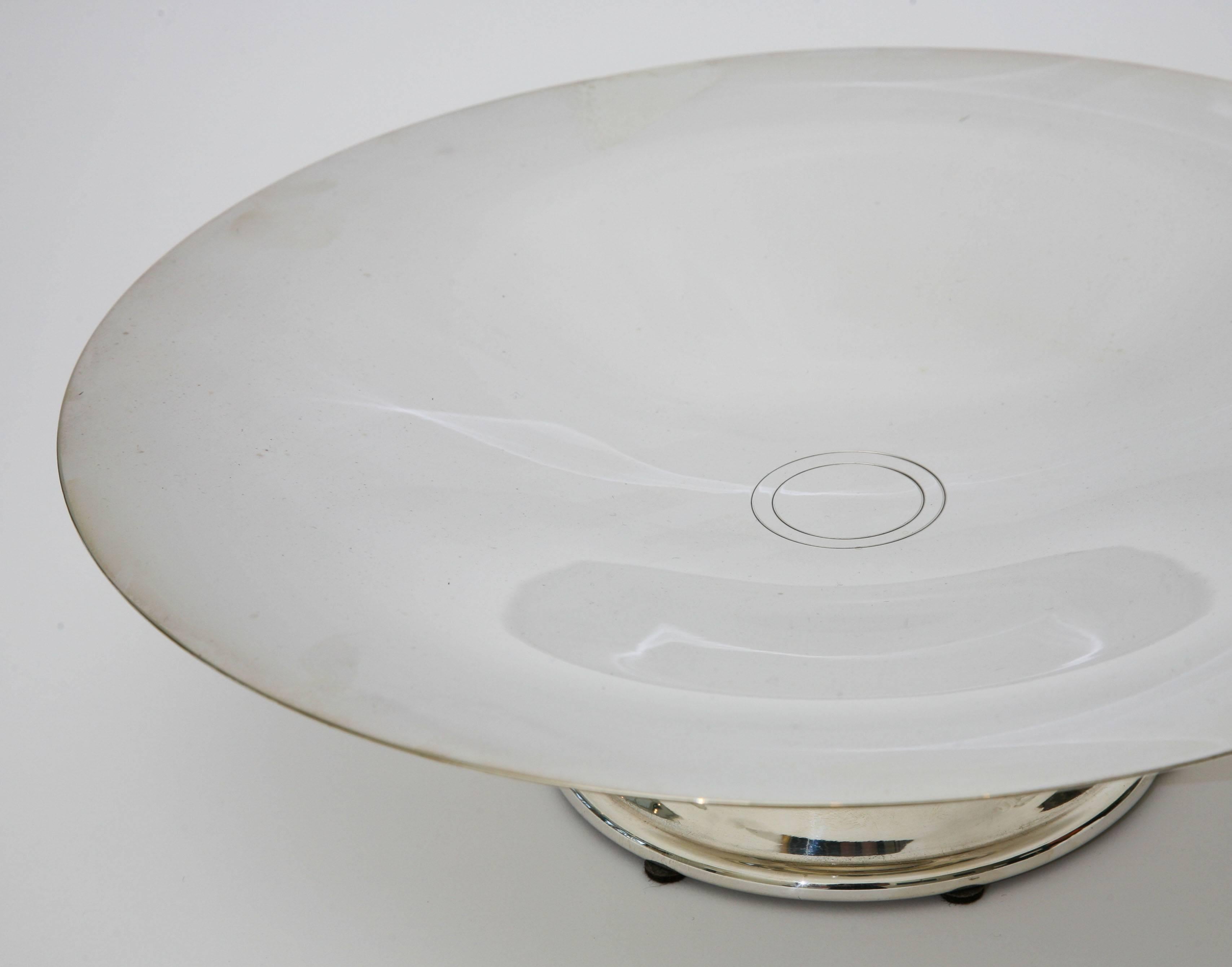 Late 20th Century Christofle Polished Silver Plate Pedestal Bowl 