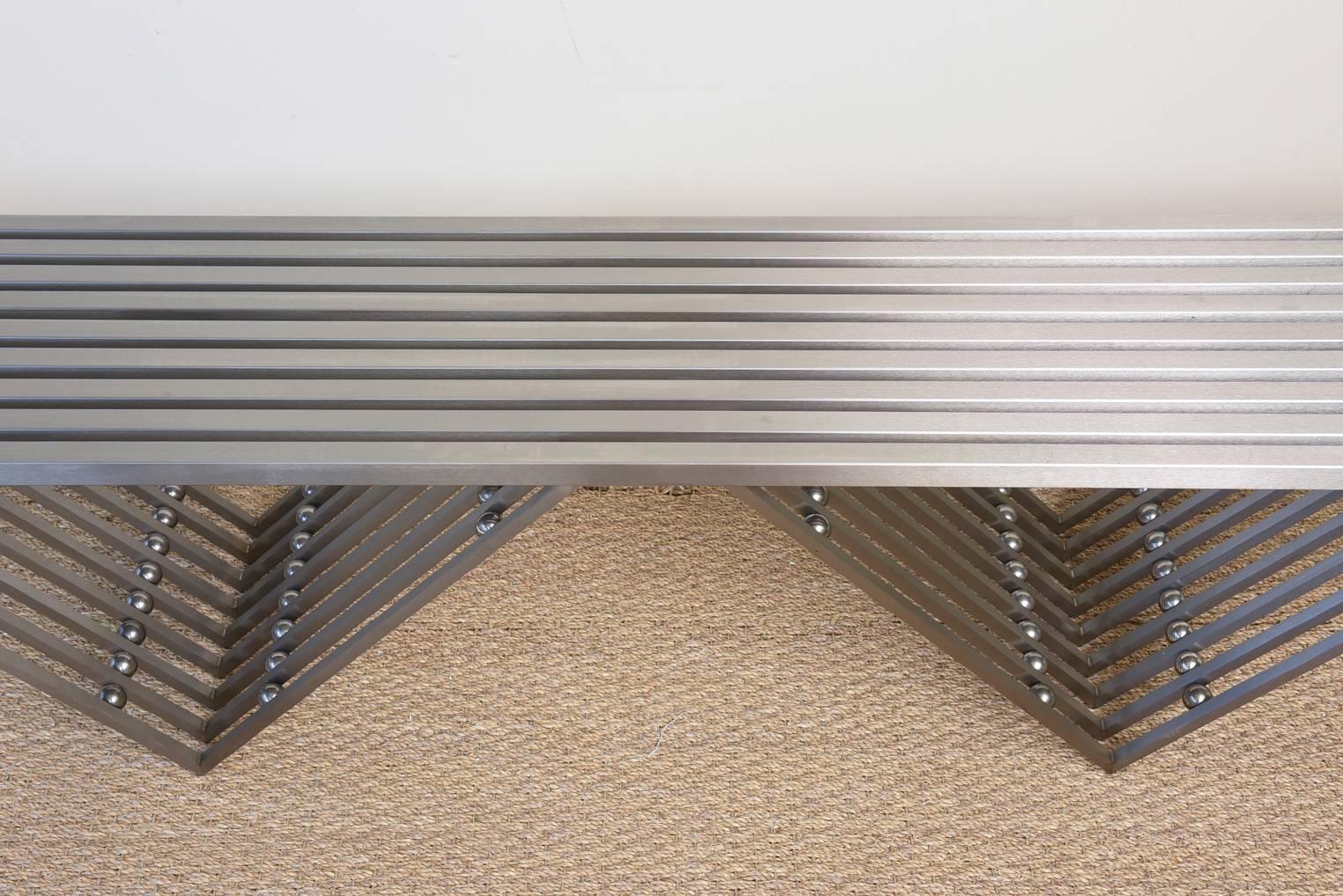 Contemporary  Architectural Stainless Steel Sculptural Bench Entitled The