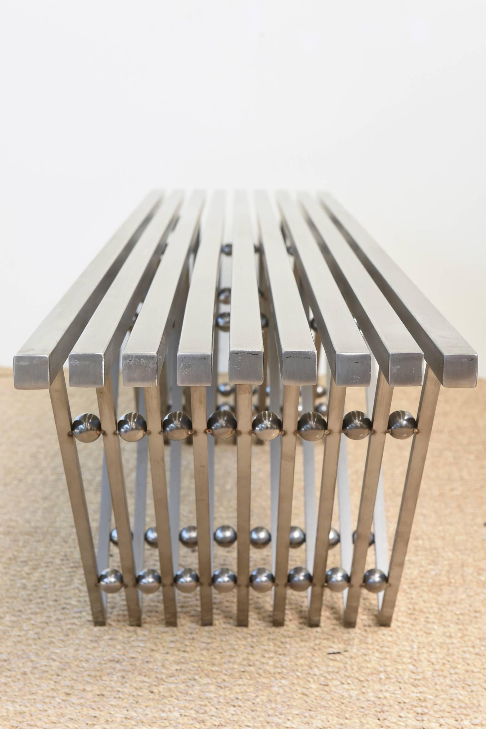 American Architectural Stainless Steel Sculptural Bench Entitled The