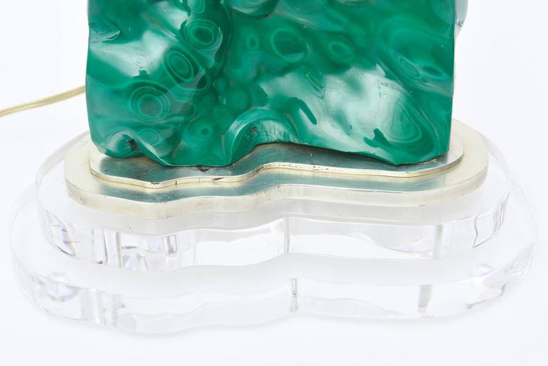 Malachite, Lucite and Silver Leaf Sculptural Table Lamp One of a Kind ...