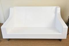 Pair of Indoor/Outdoor Sculptural White Lacquered Fiberglass Sofas or Loveseats
