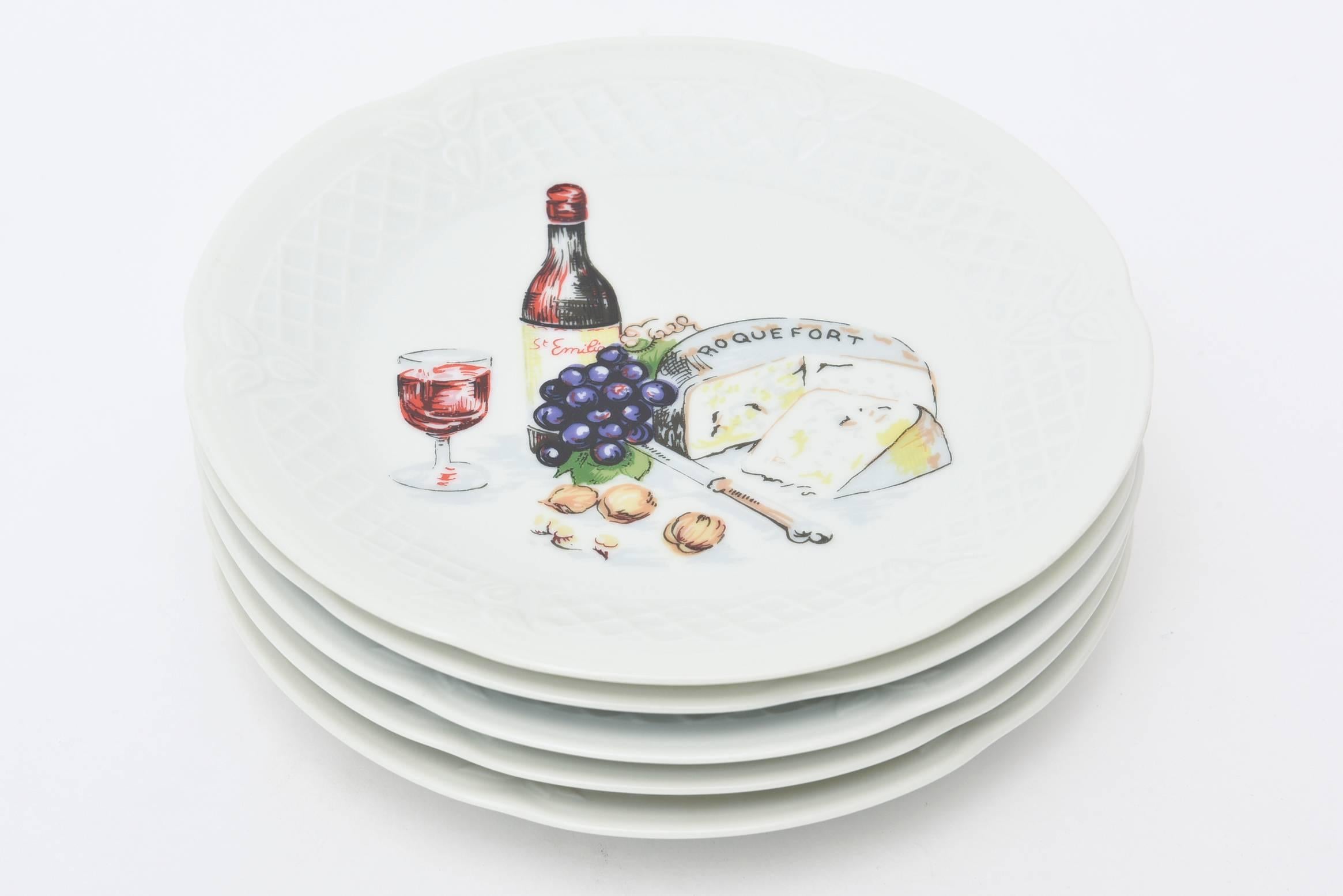 Set of Five Fine Limoges Porcelain Desert/ Cheese Plates  3