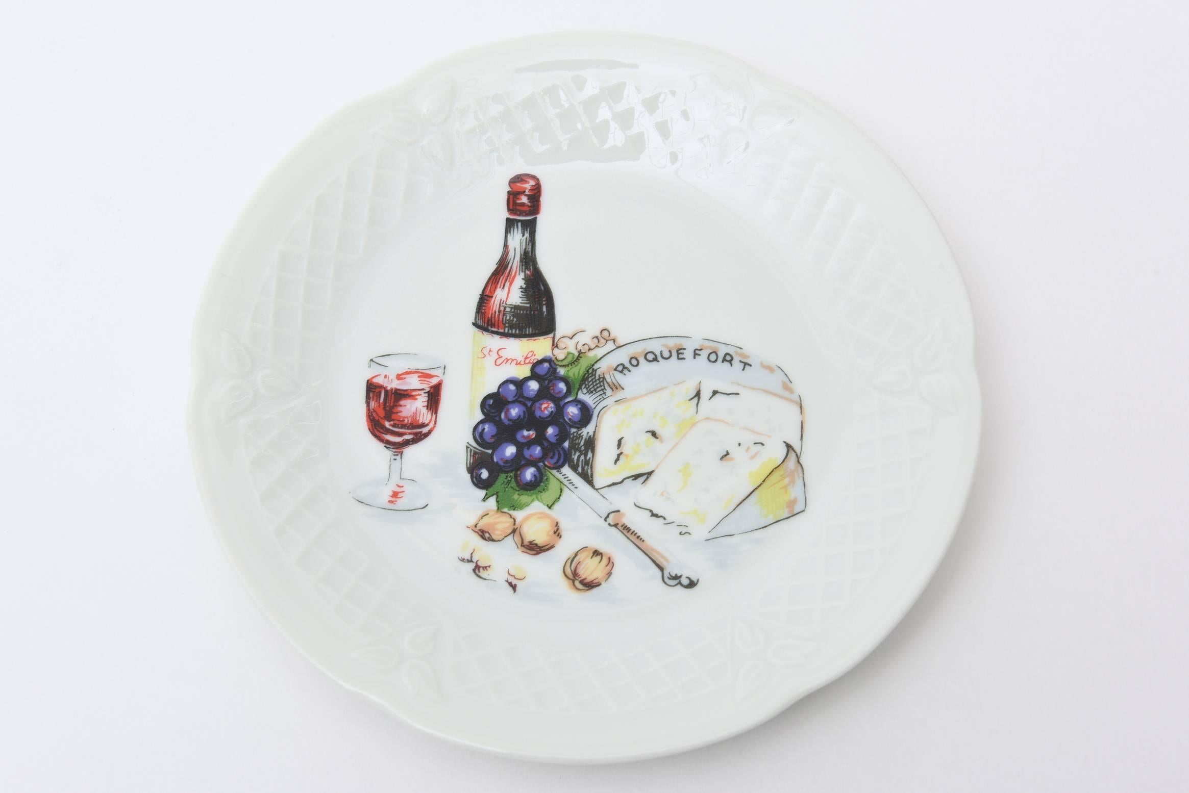 Set of Five Fine Limoges Porcelain Desert/ Cheese Plates  1