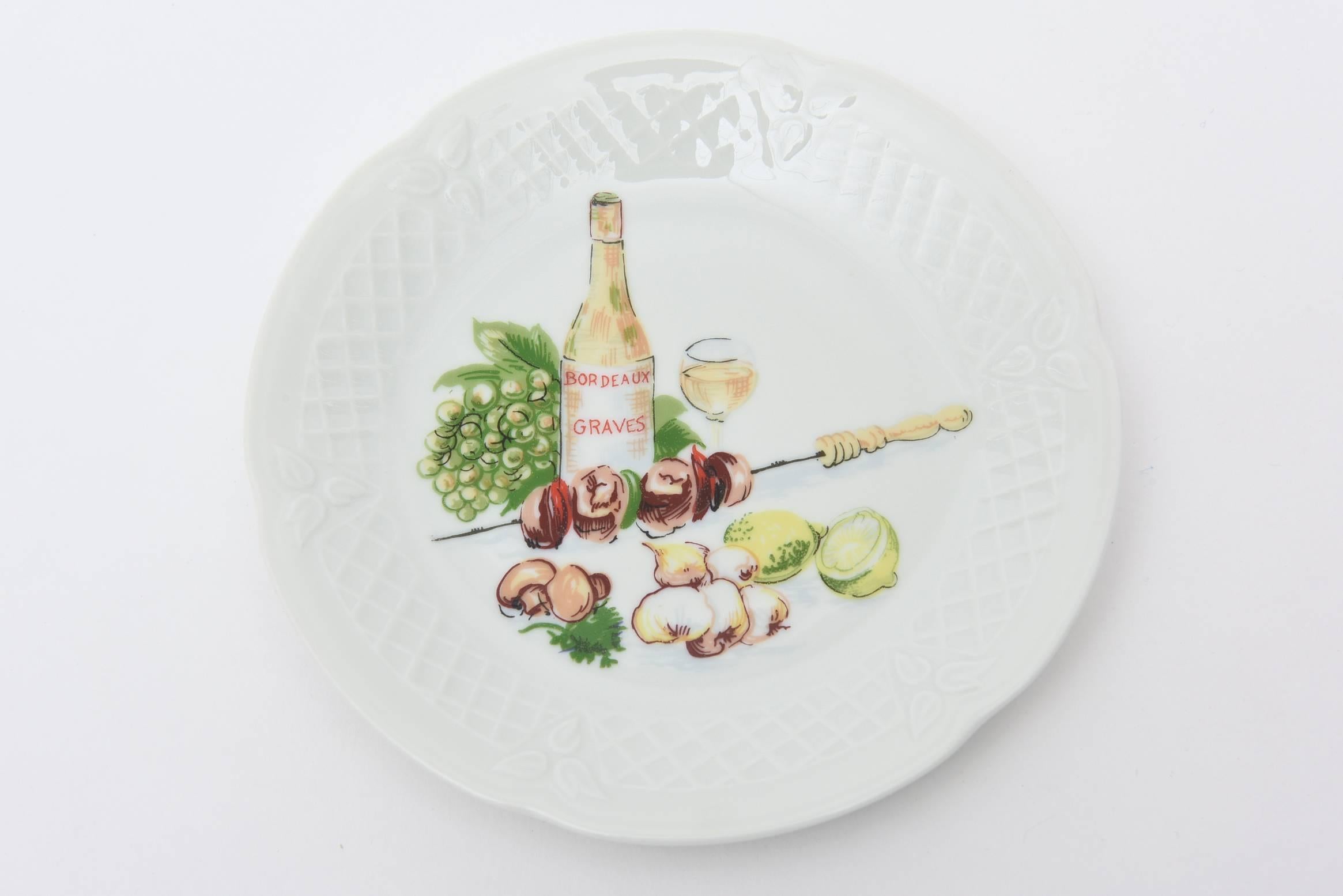 Set of Five Fine Limoges Porcelain Desert/ Cheese Plates  2