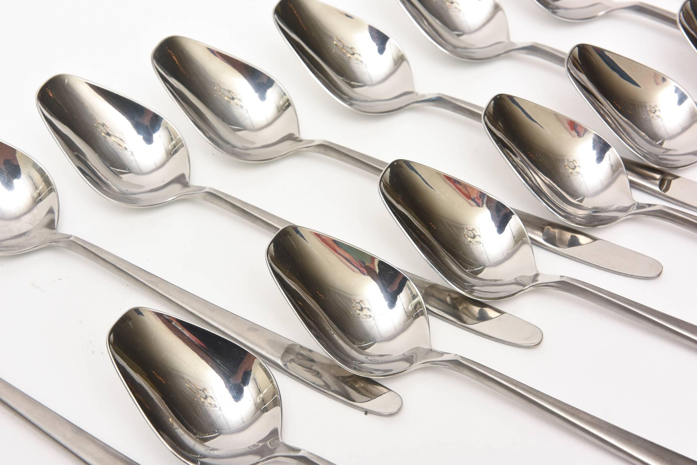 Mid-Century Modern 73 Pieces Stainless Steel Flatware of Helmut Adler for Amboss, Austria Vintage For Sale