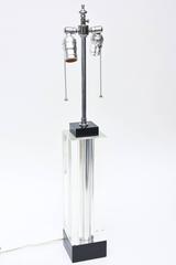 Vintage Molini Clear and Black Lucite Column Table or Desk Lamp 90's