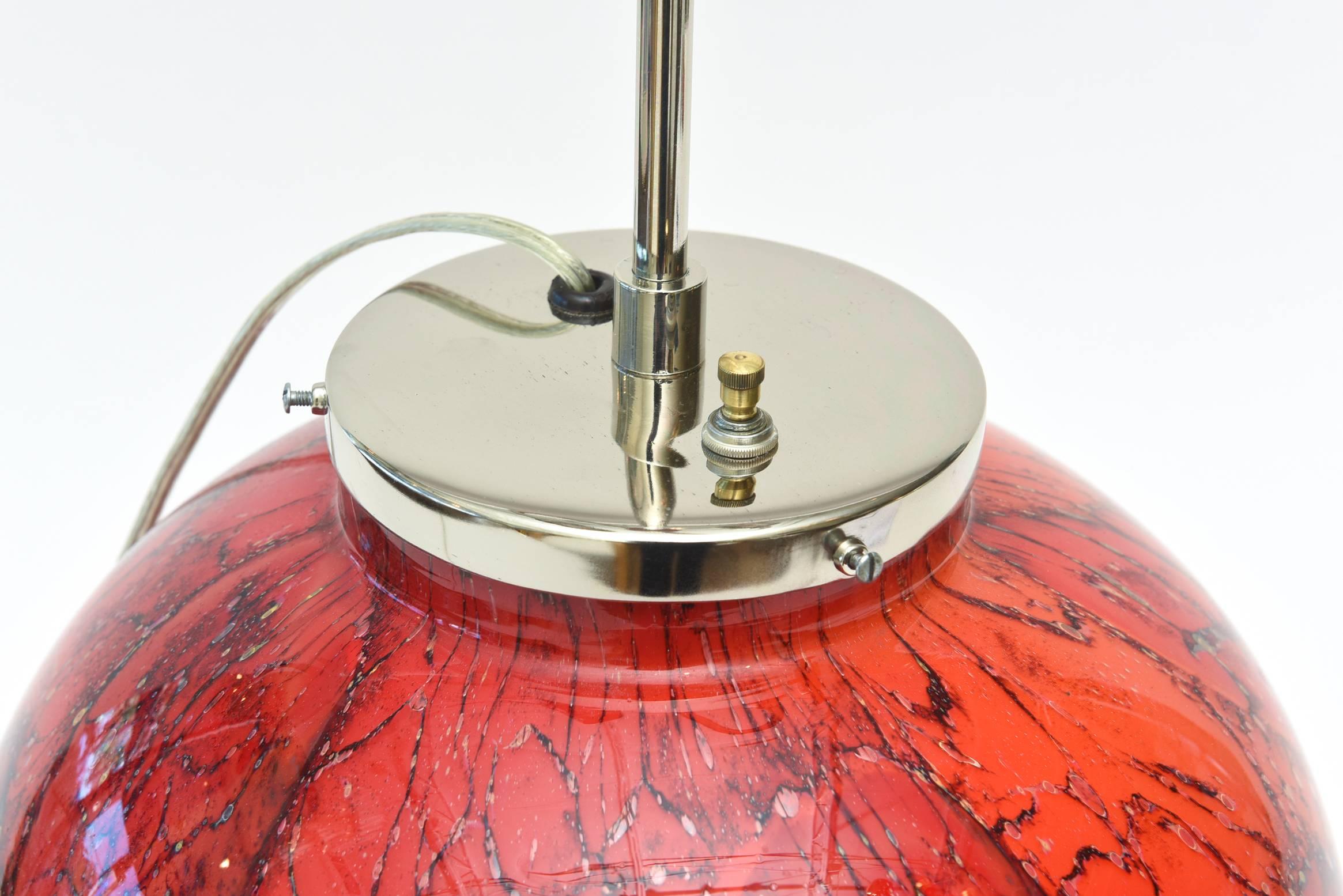 Mid-20th Century Vintage Wmf Red, Orange, White Black Glass and Chrome Sphere Table or Desk Lamp For Sale