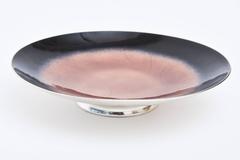 Vintage Enamel, Sterling Silver and Silver Plate Bowl Black, Pink 60's