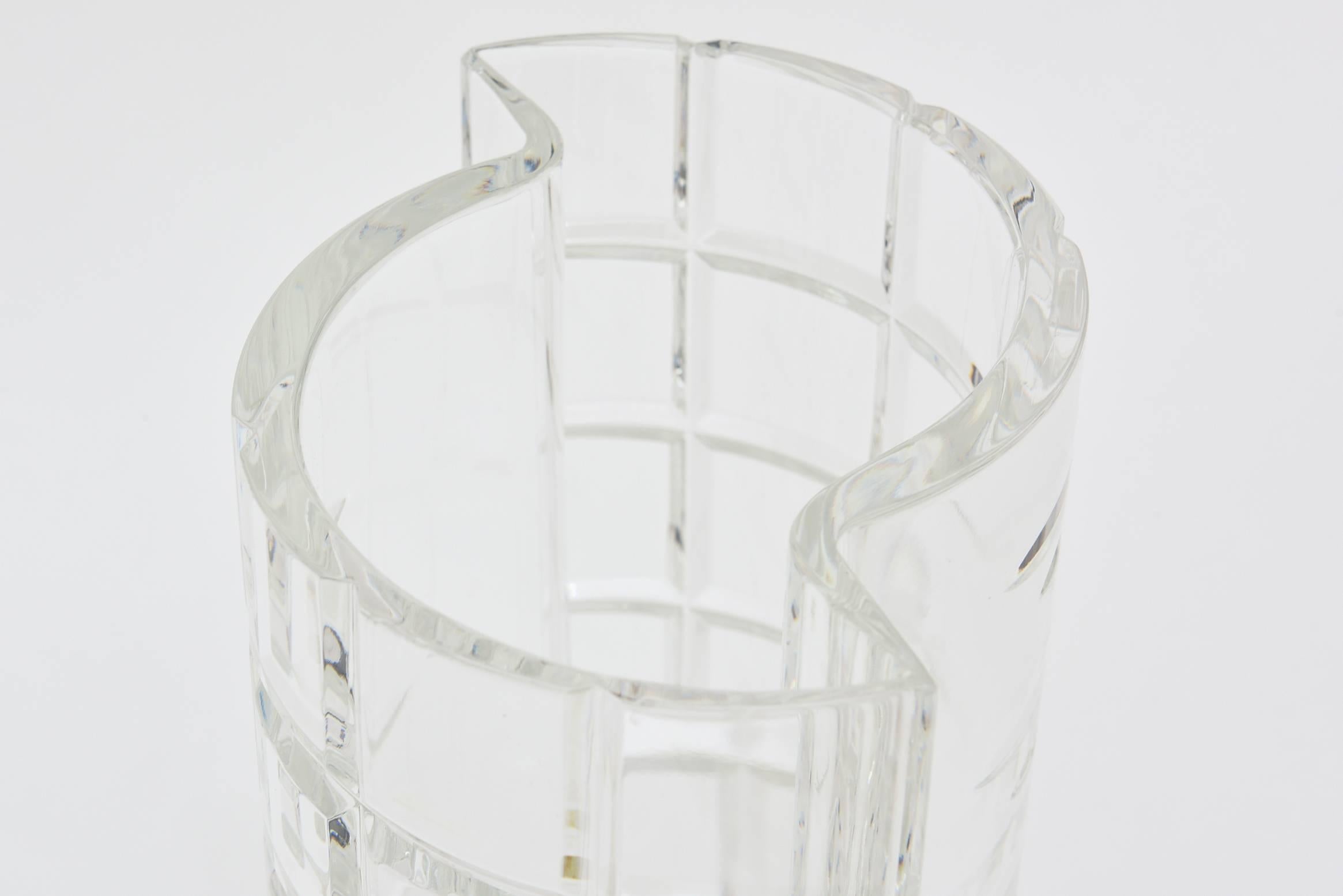 Late 20th Century Tiffany Crystal Glass Modernist Vase