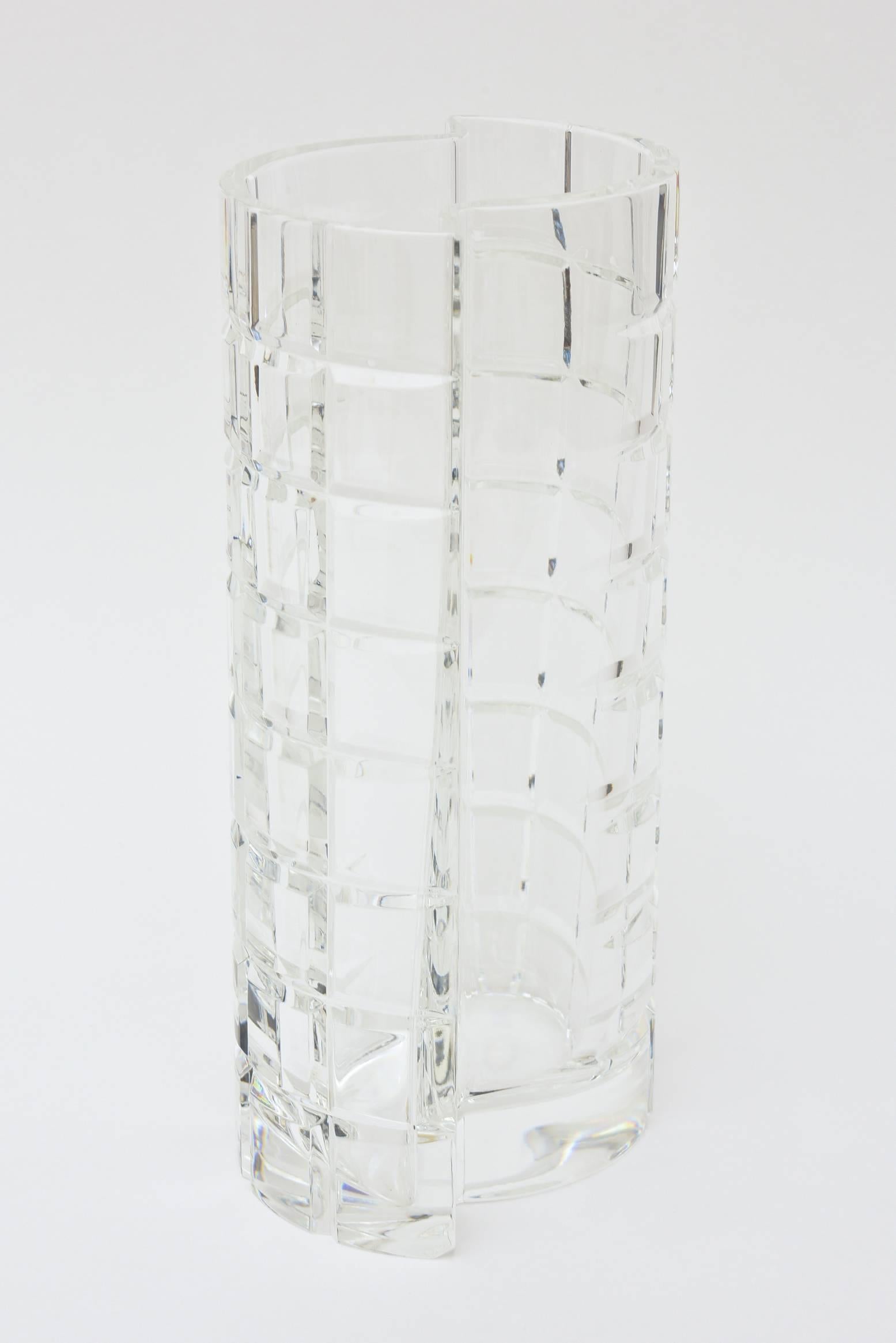 American Tiffany Crystal Glass Modernist Vase