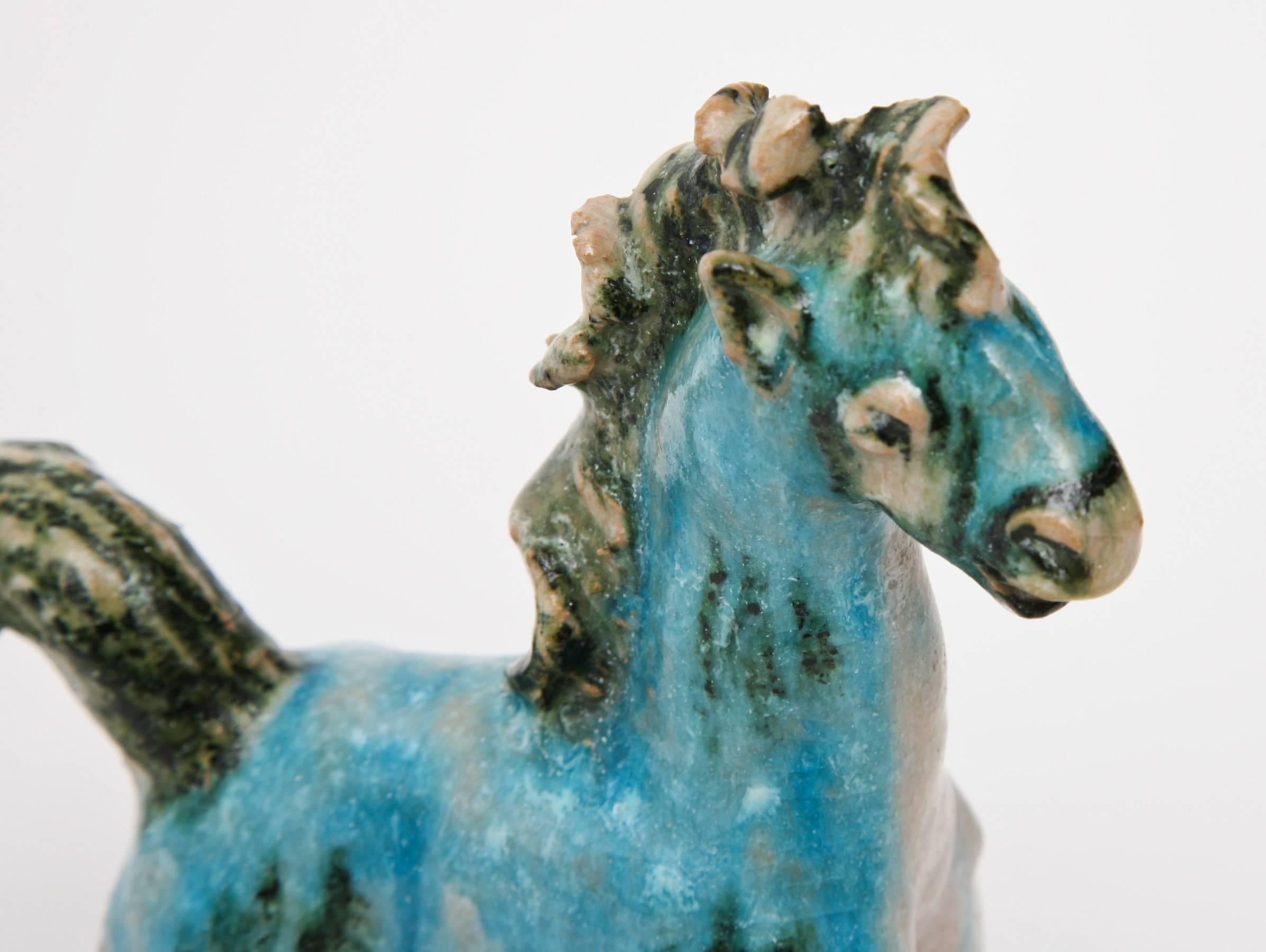 Mid-Century Modern Italian Signed Gambone Glazed Ceramic Horse