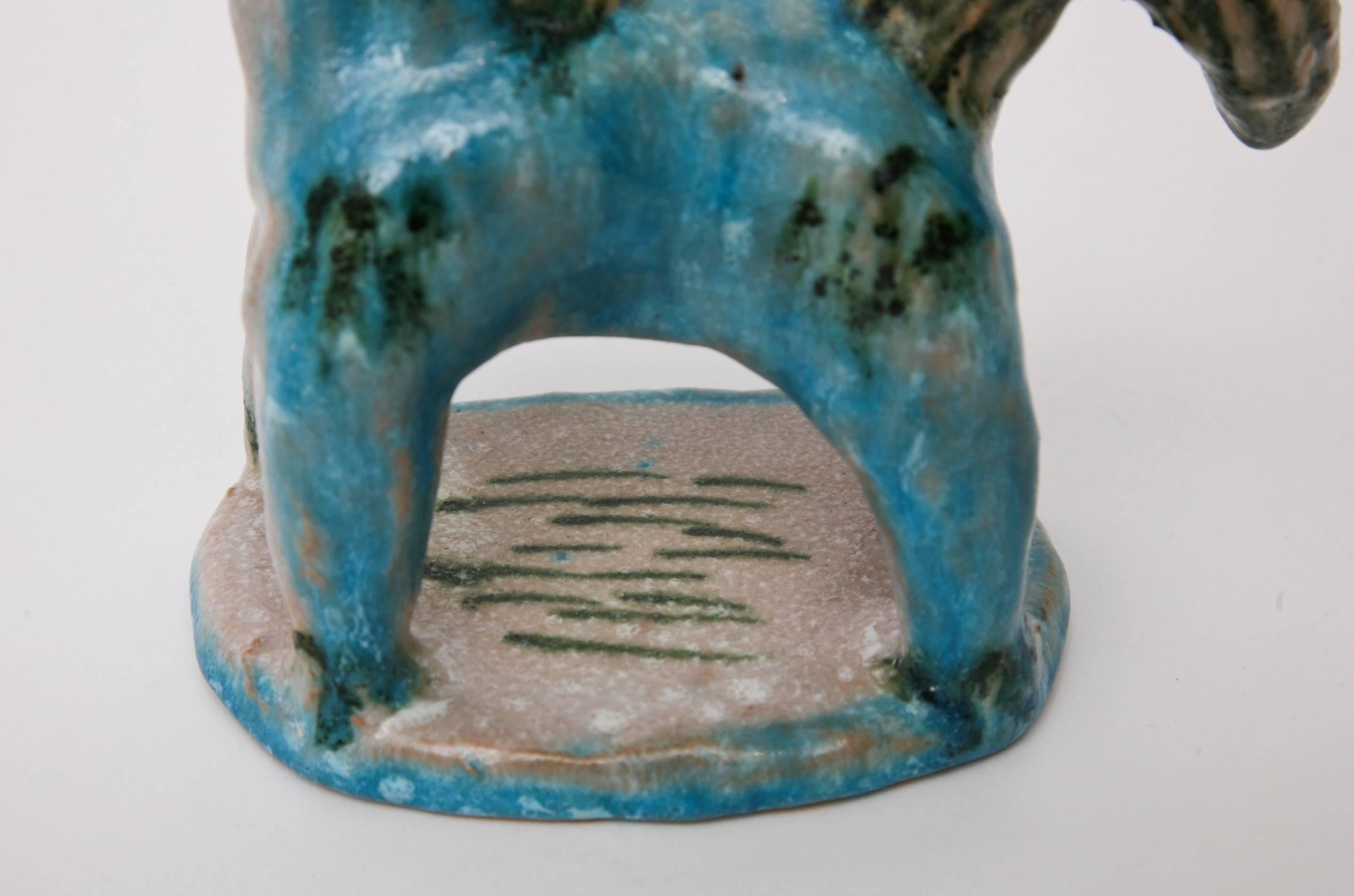 Mid-20th Century Italian Signed Gambone Glazed Ceramic Horse