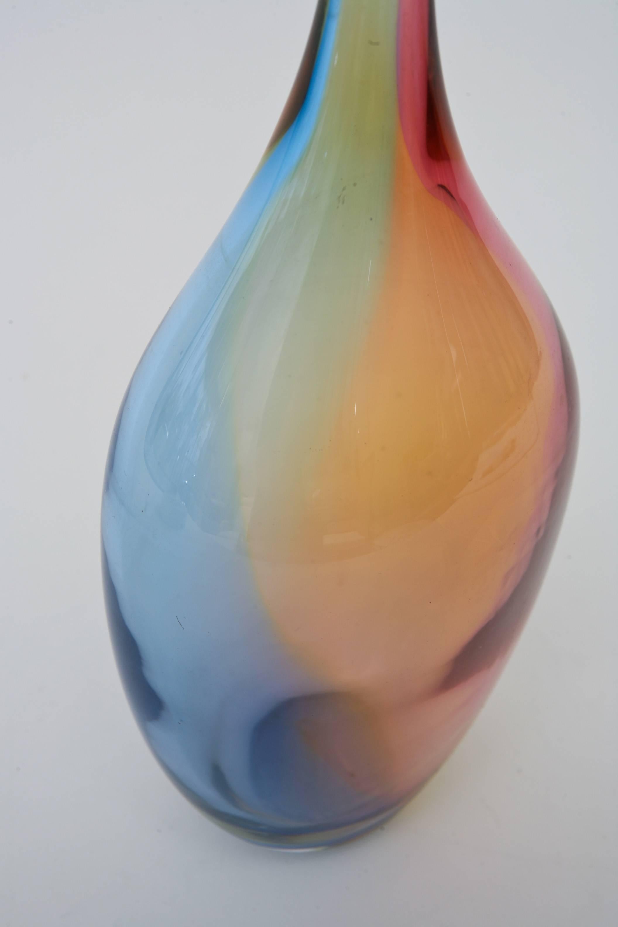 Swedish Signed Kjell Engman for Kosta Boda Rainbow Glass Vessel/Object 