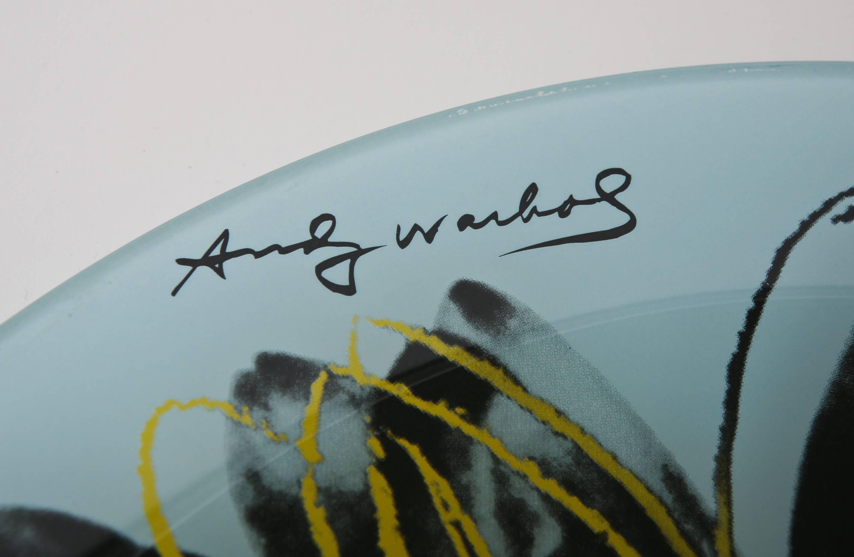 Andy Warhol Glass Painted Flower Plate/ Serving Platter 1