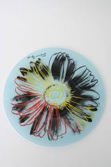 Andy Warhol Glass Painted Flower Plate/ Serving Platter
