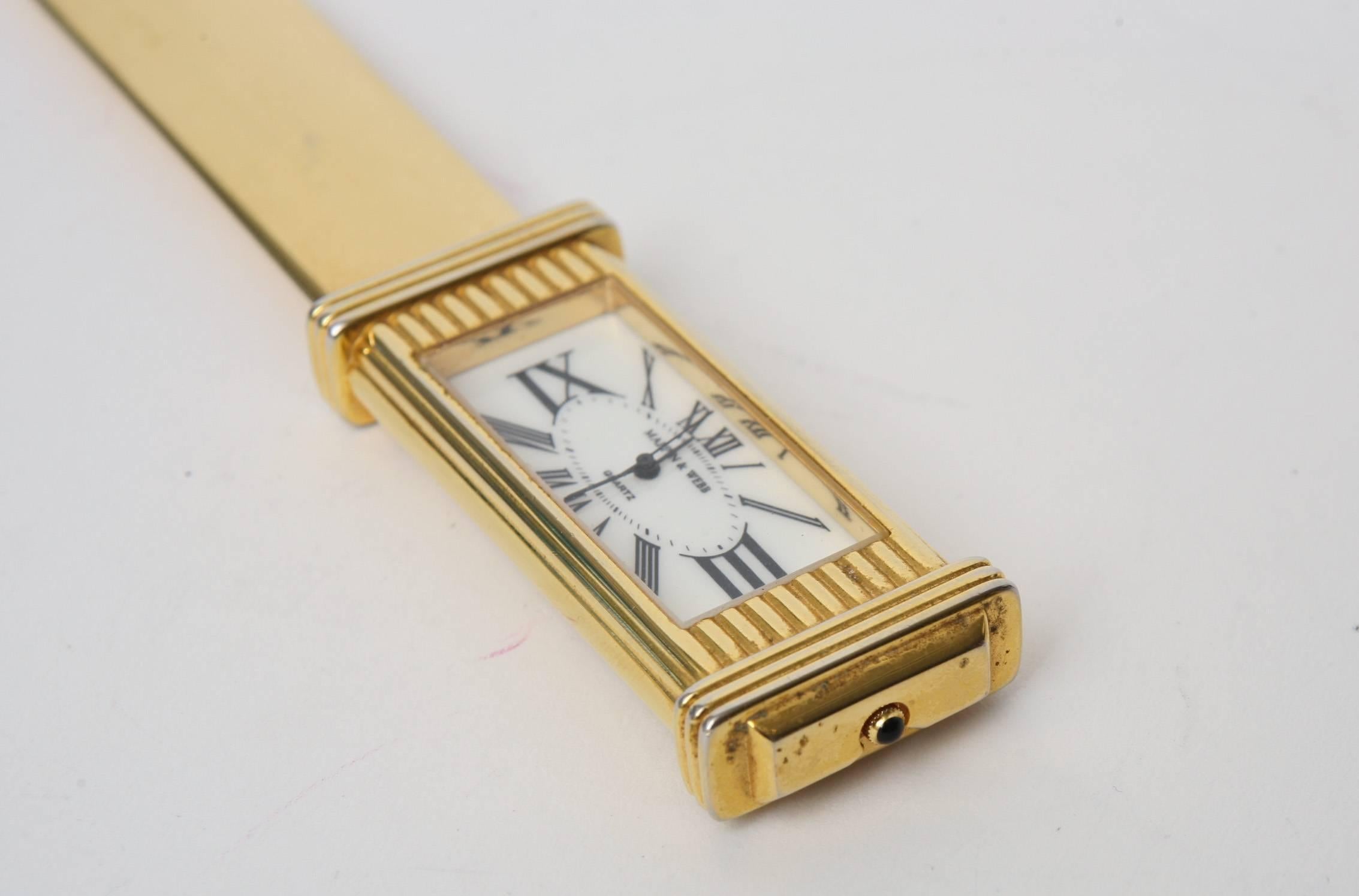 English Signed Mappin & Webb Clock 22-Carat Gold-Plated Letter Opener