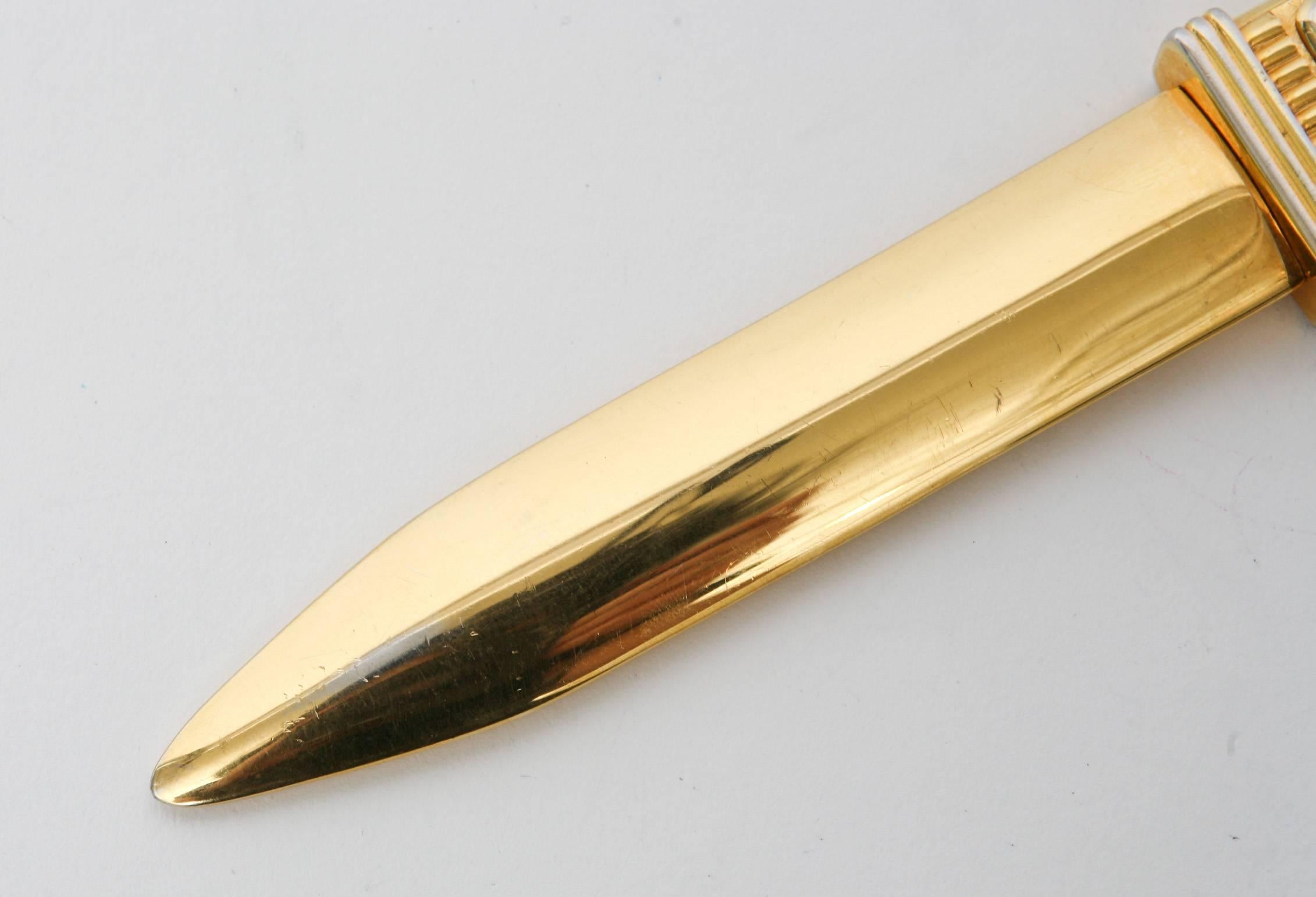 Mid-20th Century Signed Mappin & Webb Clock 22-Carat Gold-Plated Letter Opener
