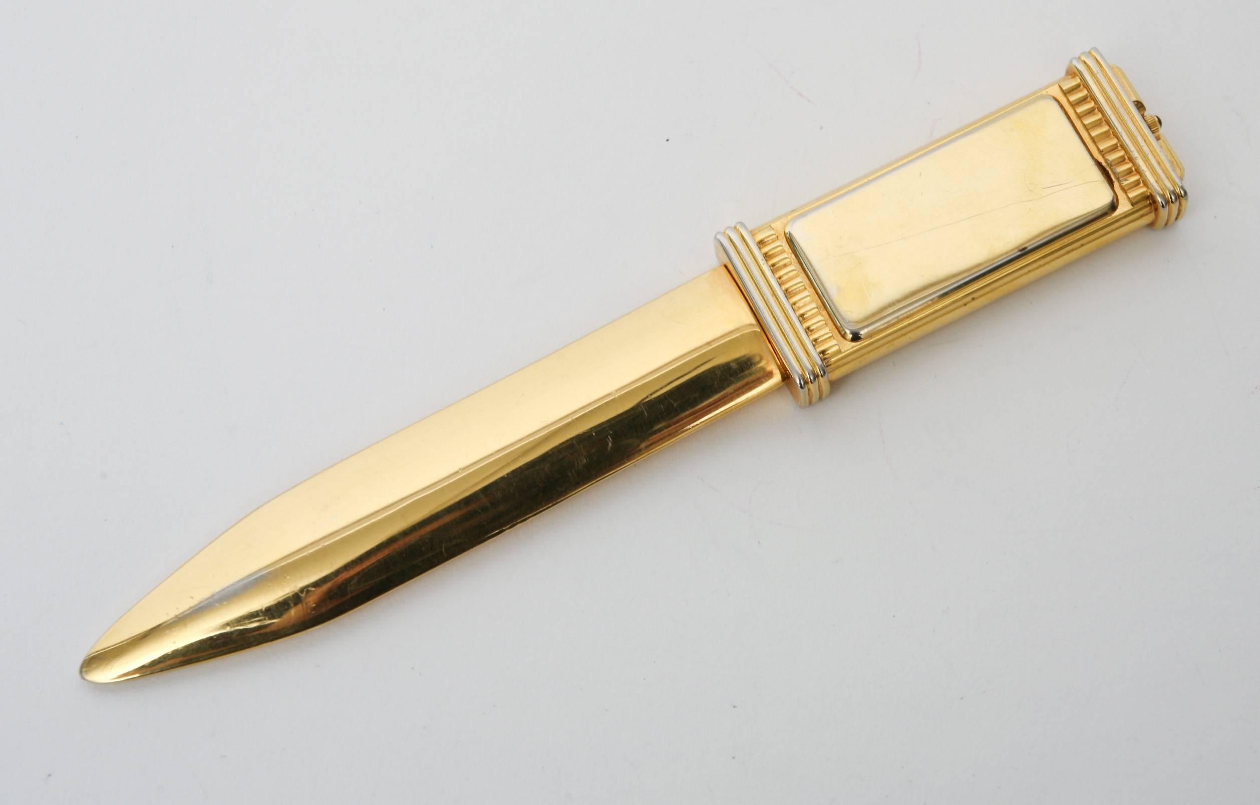 Signed Mappin & Webb Clock 22-Carat Gold-Plated Letter Opener 1