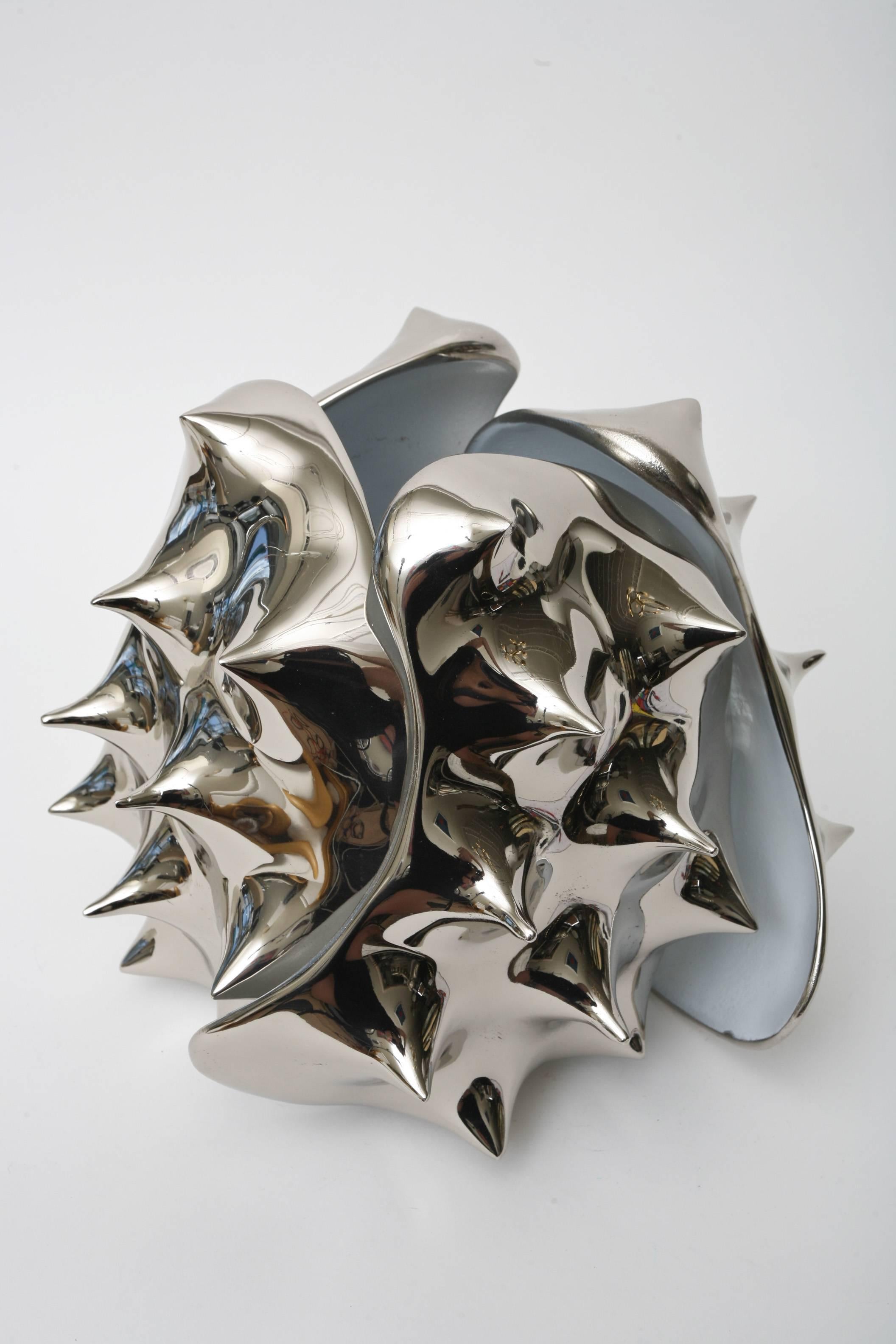 Organic Modern Sculptural Nickel Silver Table Lamp