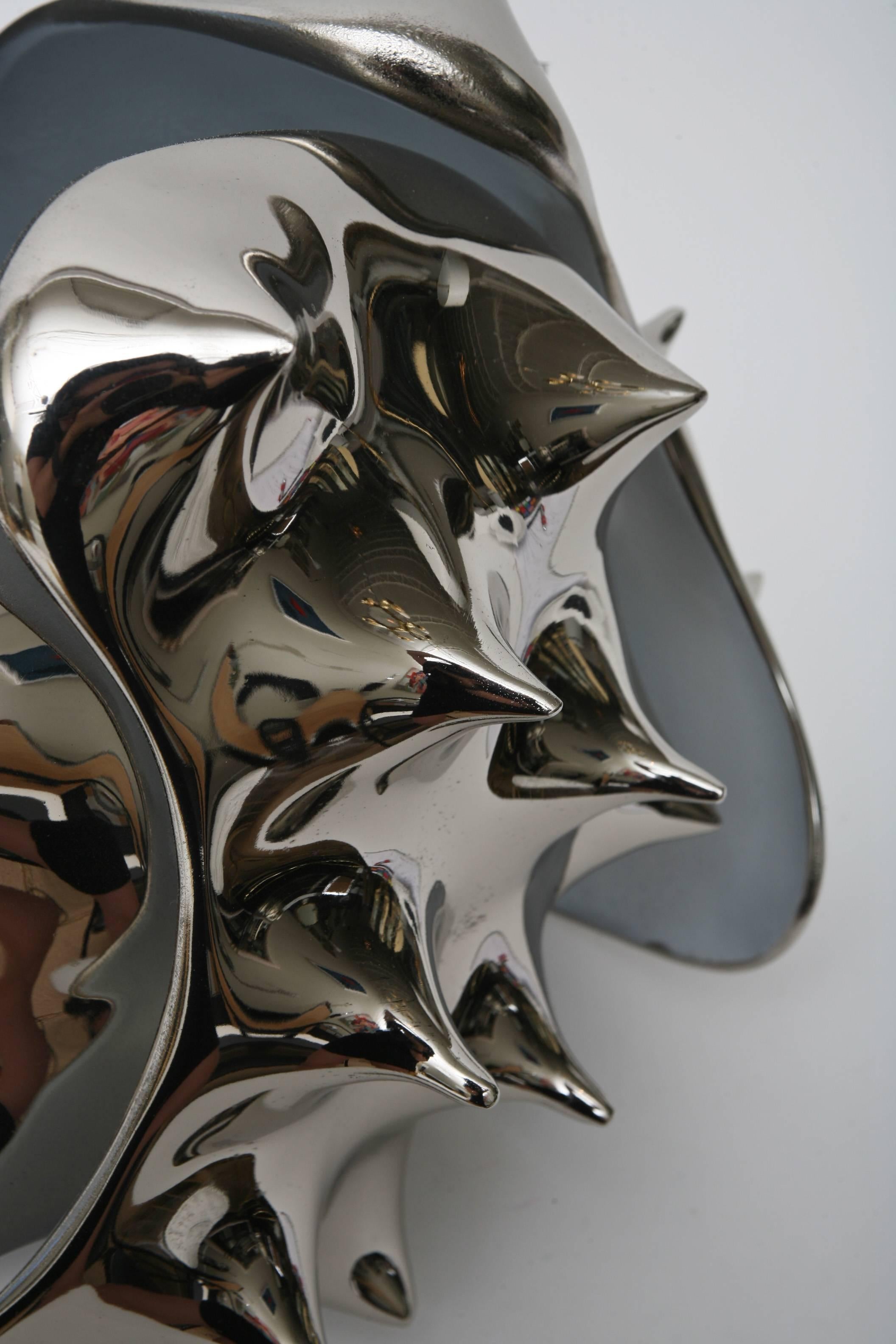 Metal Sculptural Nickel Silver Table Lamp