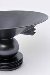Italian Andrea Nannetti Memphis Style Black Metallic Glazed Ceramic Bowl