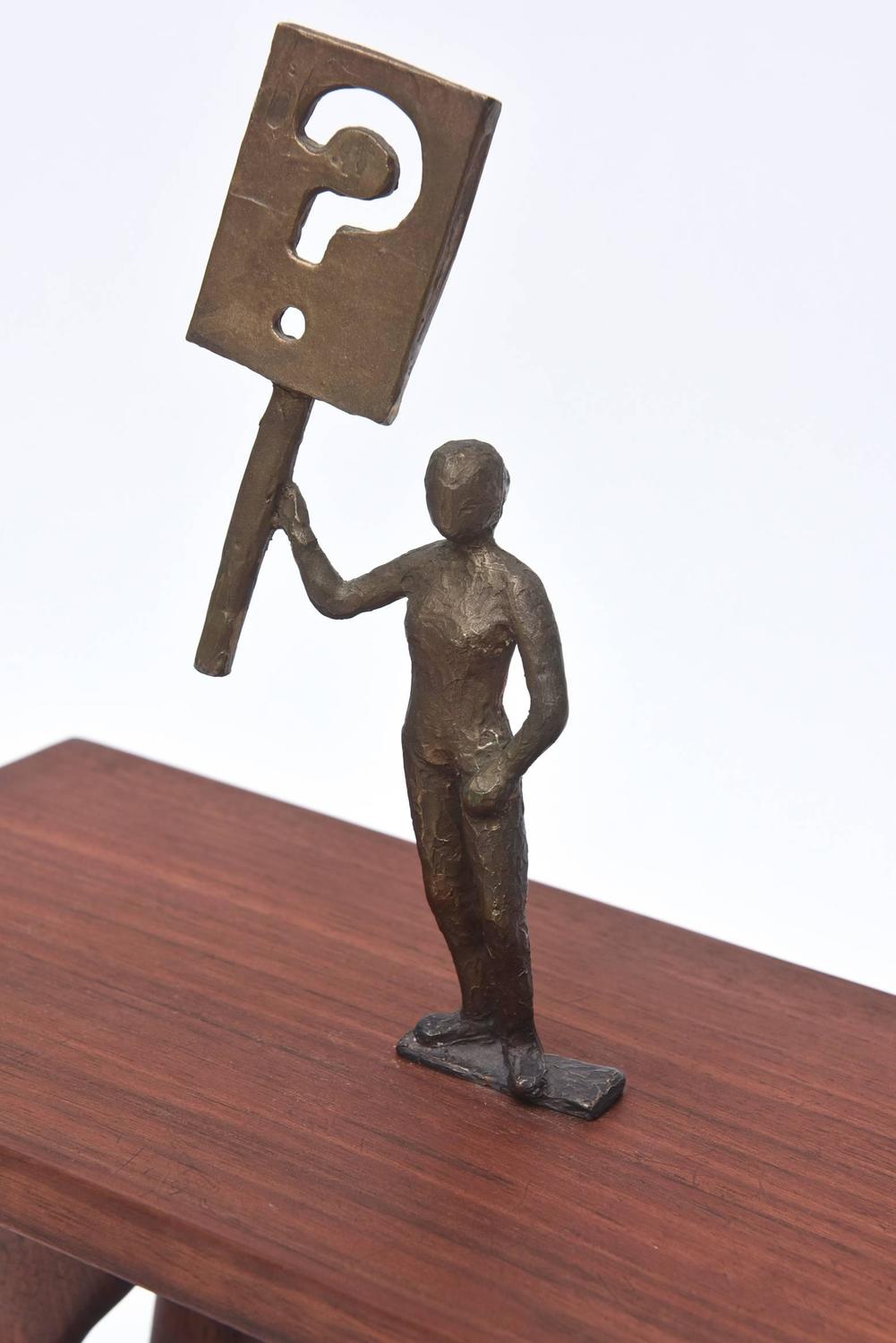 One of a Kind Signed Bronze on Wood Sculpture Entitled 